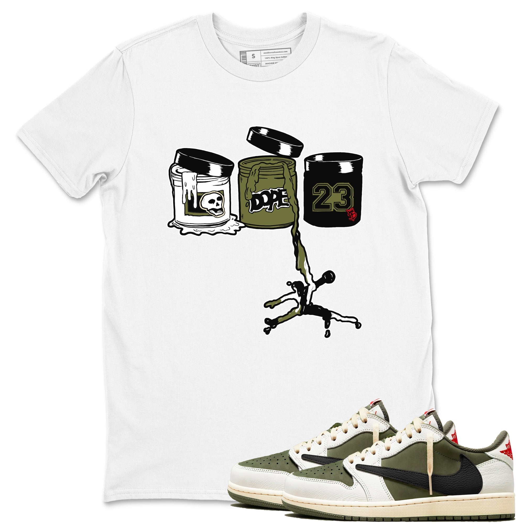 Jordan Paint snkmatch Tees - Air Jordan 1 Travis Scott Medium Olive