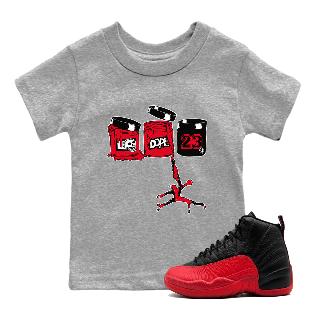 Jordan Paint snkmatch Tees Kids - Air Jordan 12 Flu Game