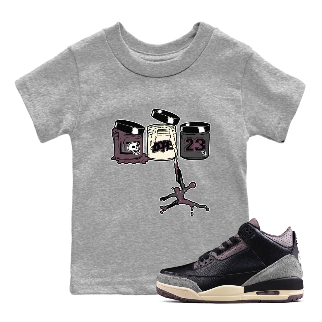 Jordan Paint snkmatch Tees Kids - Air Jordan 3 A Ma Maniere x Black
