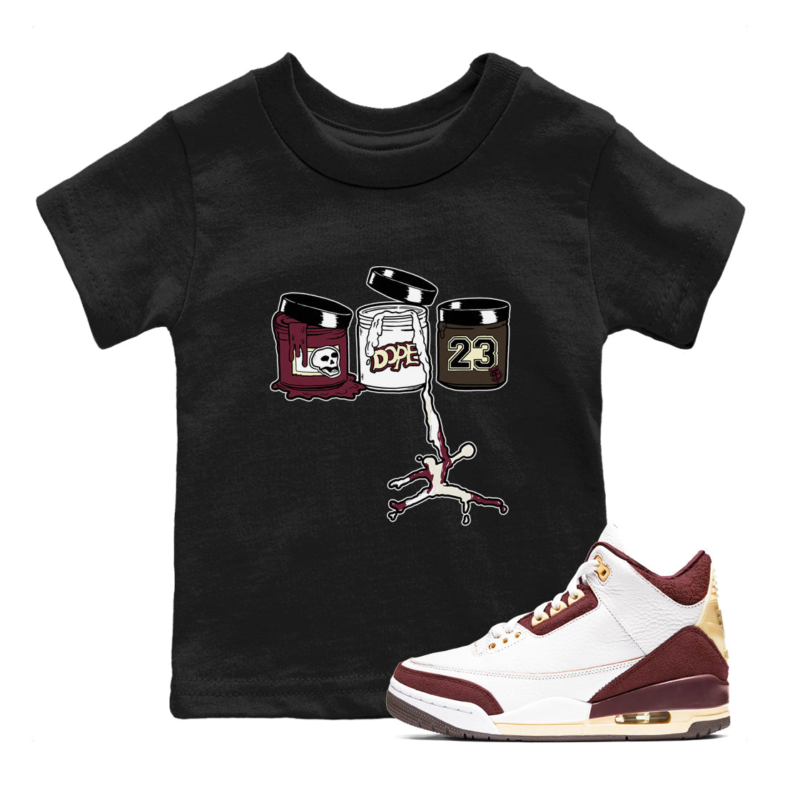 Jordan Paint snkmatch Tees Kids - Air Jordan 3 A Ma Maniere x Burgundy Crush