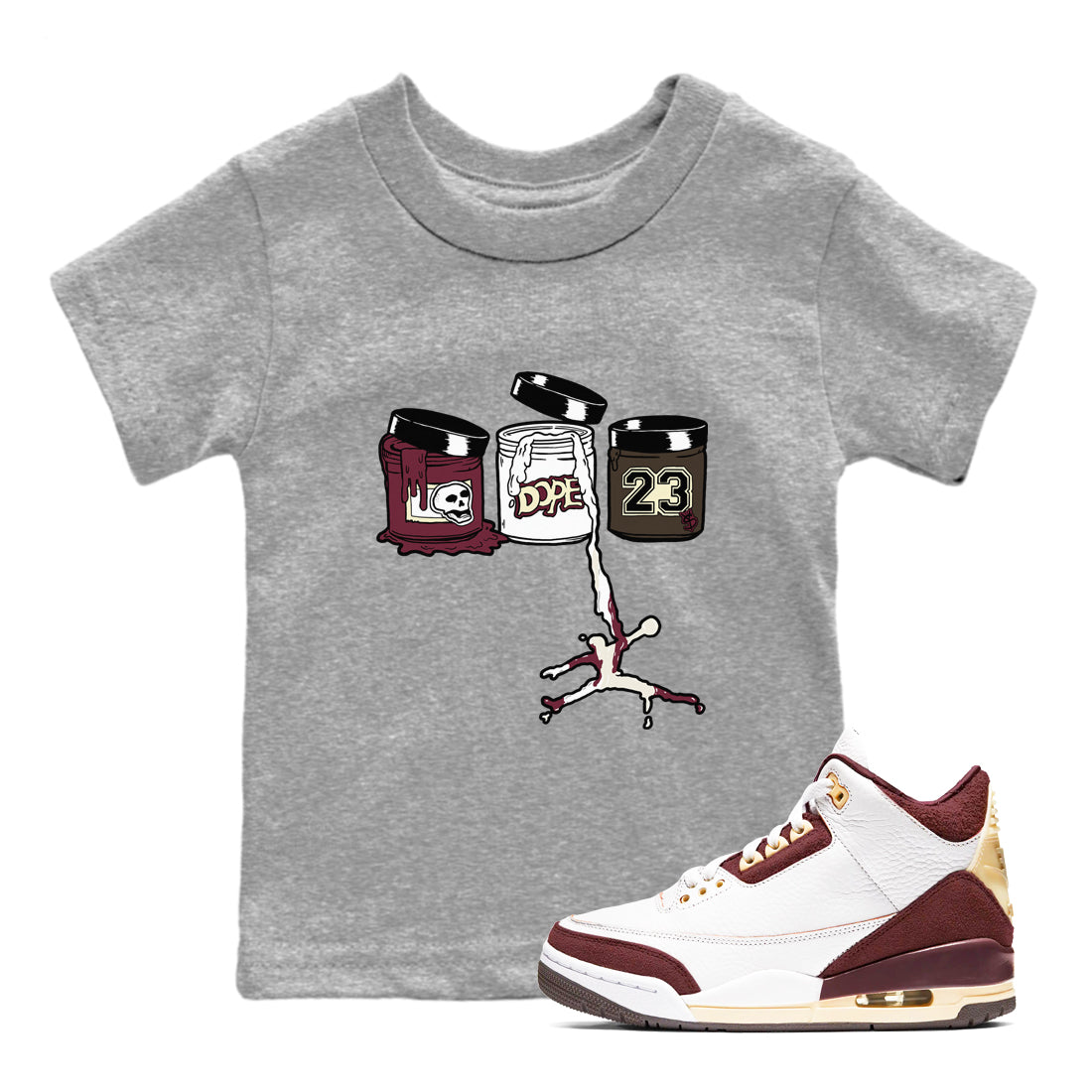 Jordan Paint snkmatch Tees Kids - Air Jordan 3 A Ma Maniere x Burgundy Crush