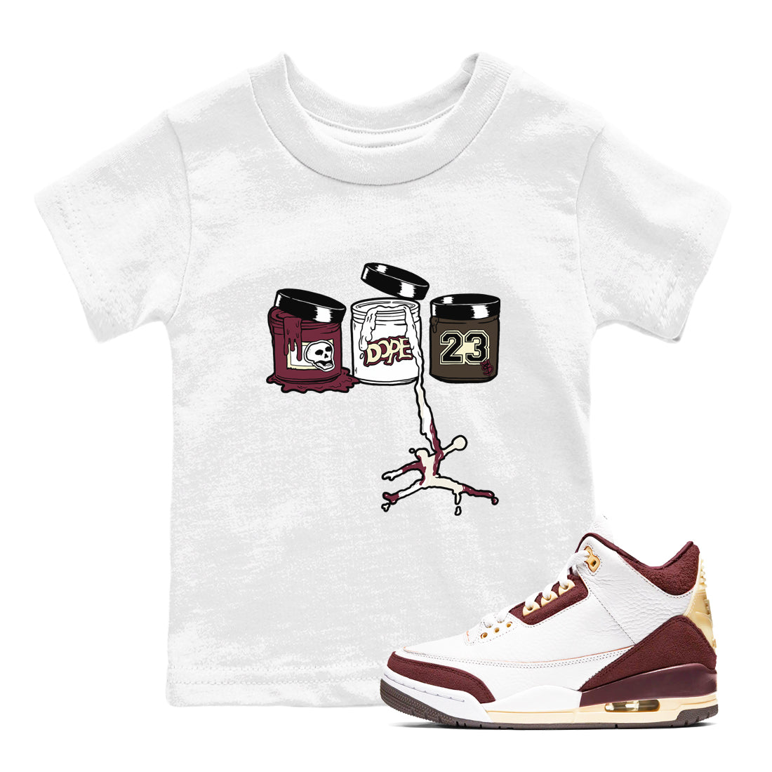 Jordan Paint snkmatch Tees Kids - Air Jordan 3 A Ma Maniere x Burgundy Crush