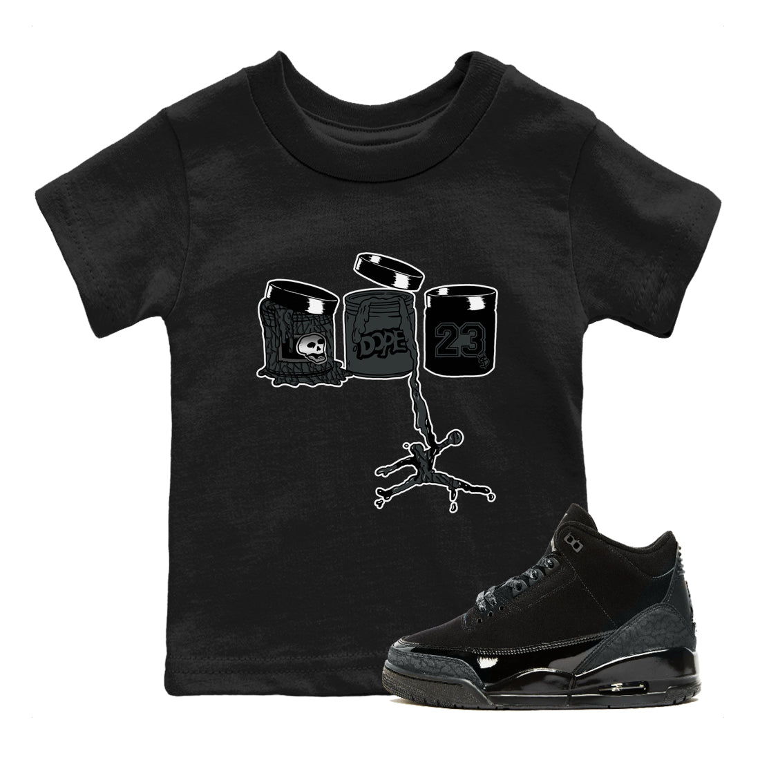 Jordan Paint snkmatch Tees Kids - Air Jordan 3 Black Cat