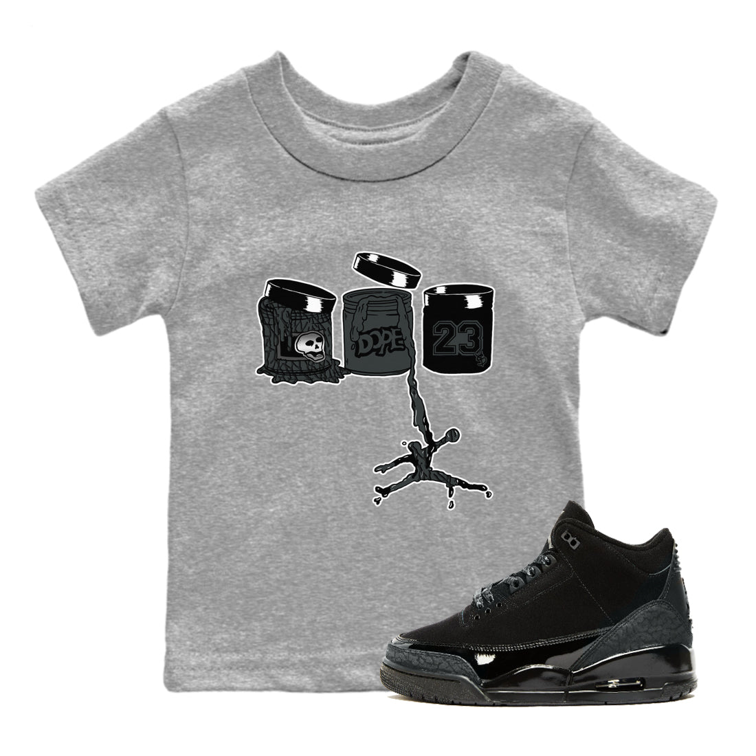 Jordan Paint snkmatch Tees Kids - Air Jordan 3 Black Cat