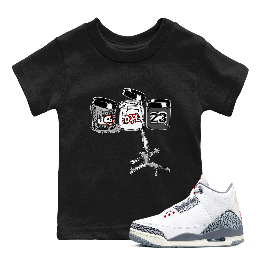 Jordan Paint snkmatch Tees Kids - Air Jordan 3 Cement Grey
