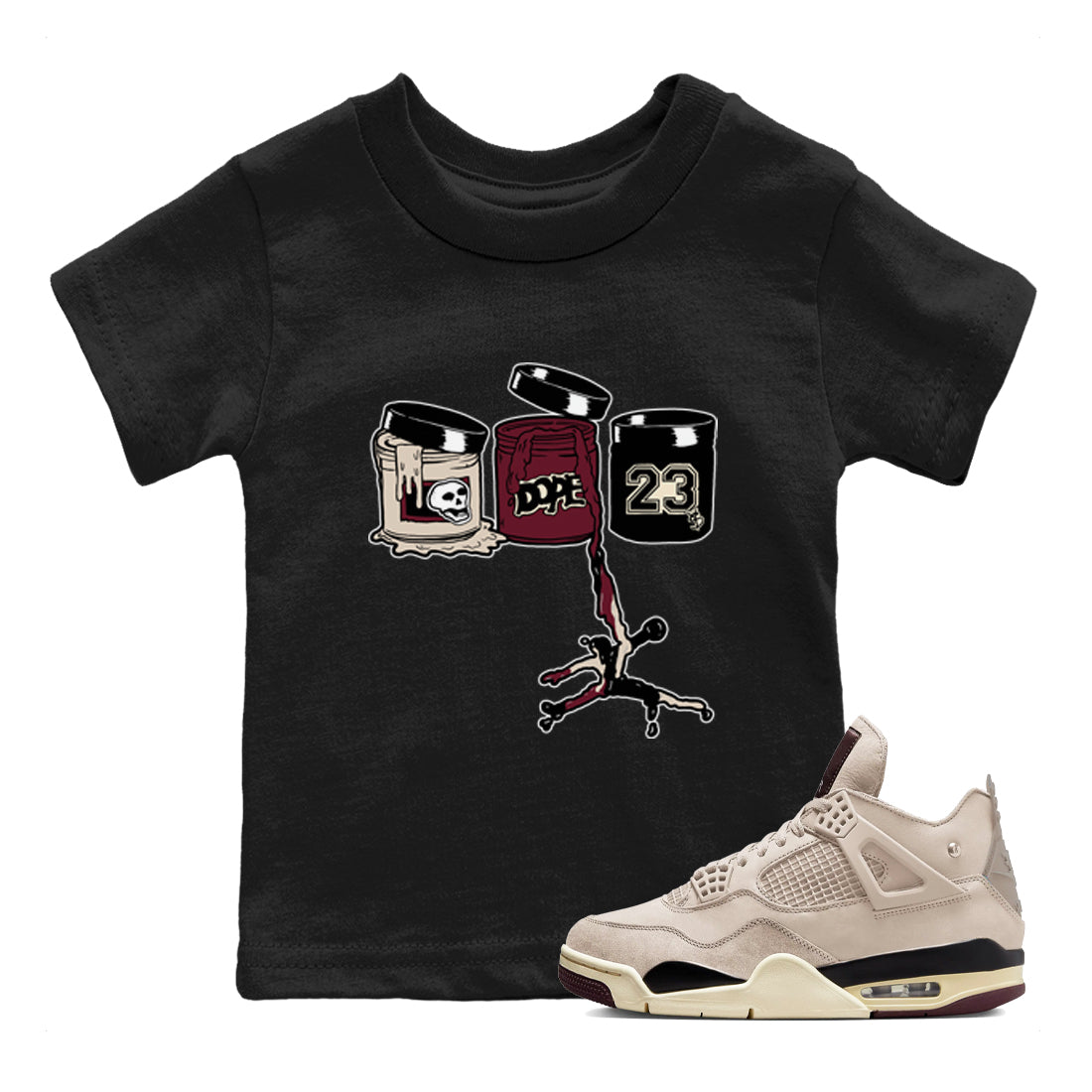 Jordan Paint snkmatch Tees Kids - Air Jordan 4 A Ma Maniere x Fossil Stone