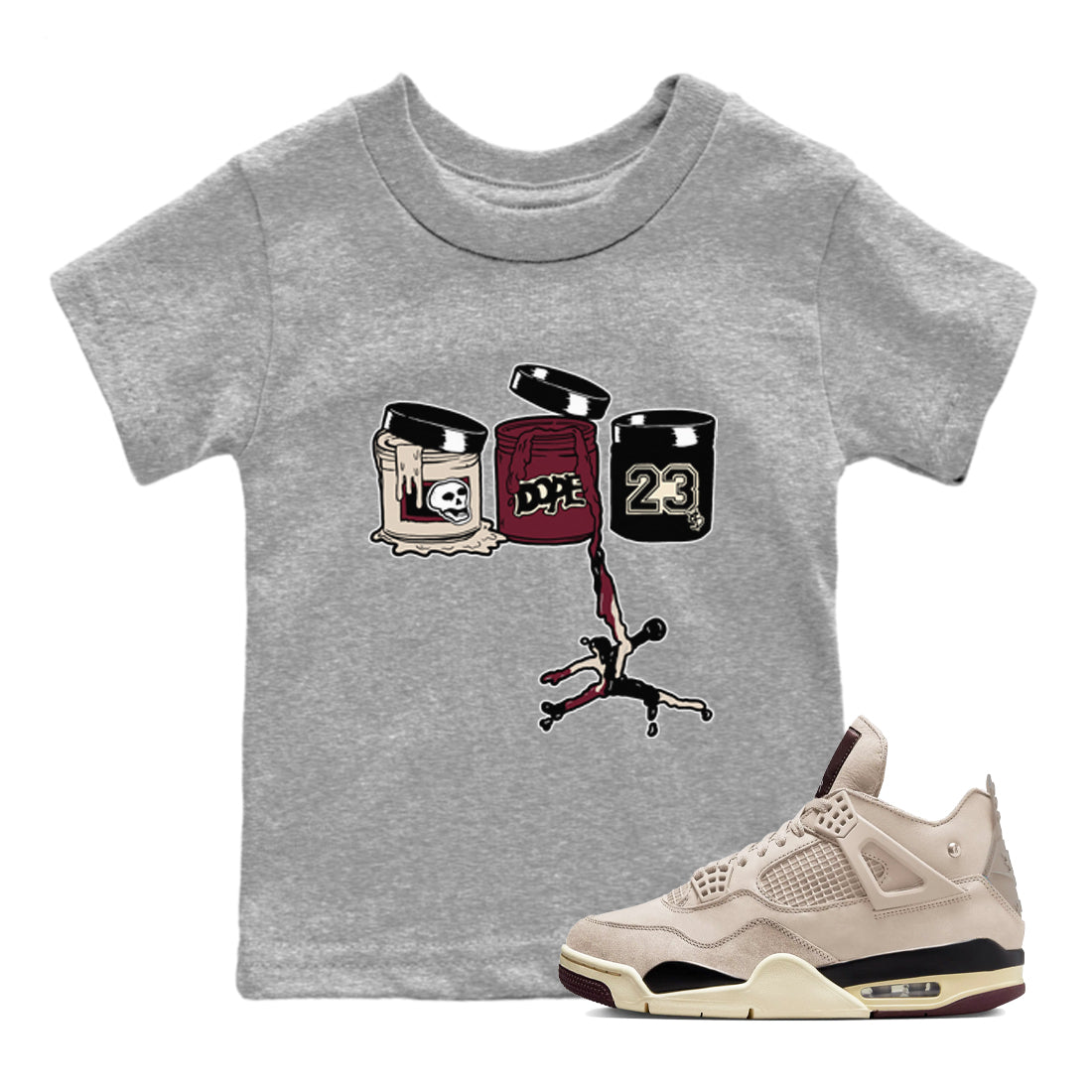 Jordan Paint snkmatch Tees Kids - Air Jordan 4 A Ma Maniere x Fossil Stone