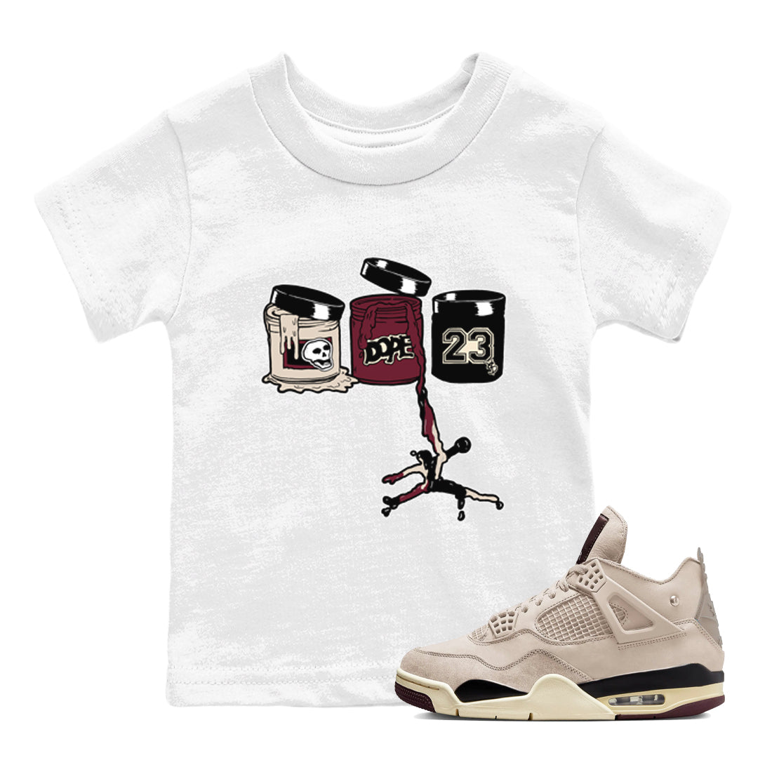 Jordan Paint snkmatch Tees Kids - Air Jordan 4 A Ma Maniere x Fossil Stone