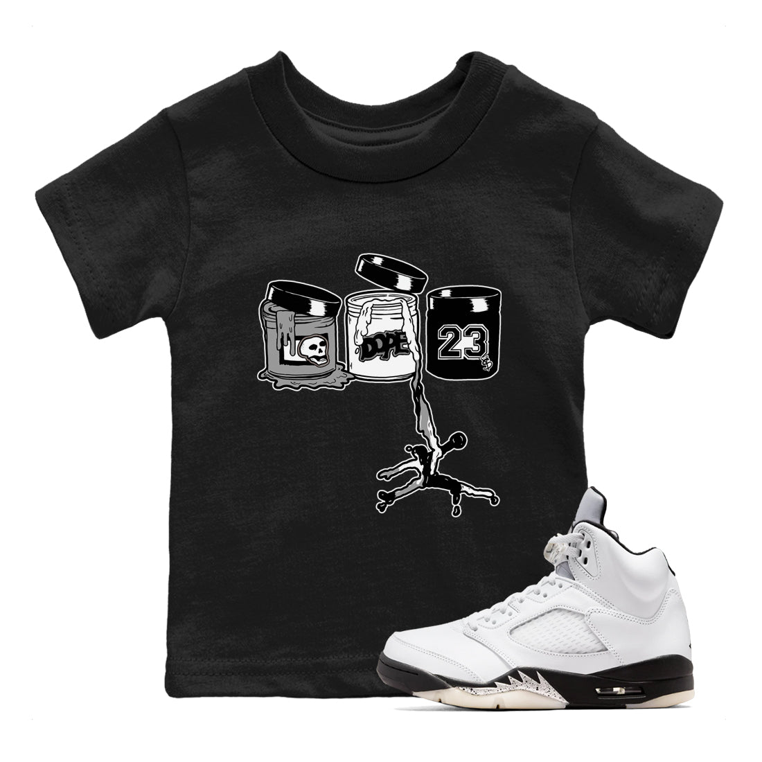 Jordan Paint snkmatch Tees Kids - Air Jordan 5 White Black