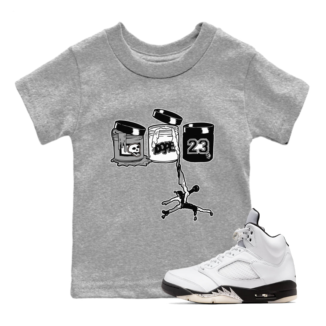Jordan Paint snkmatch Tees Kids - Air Jordan 5 White Black