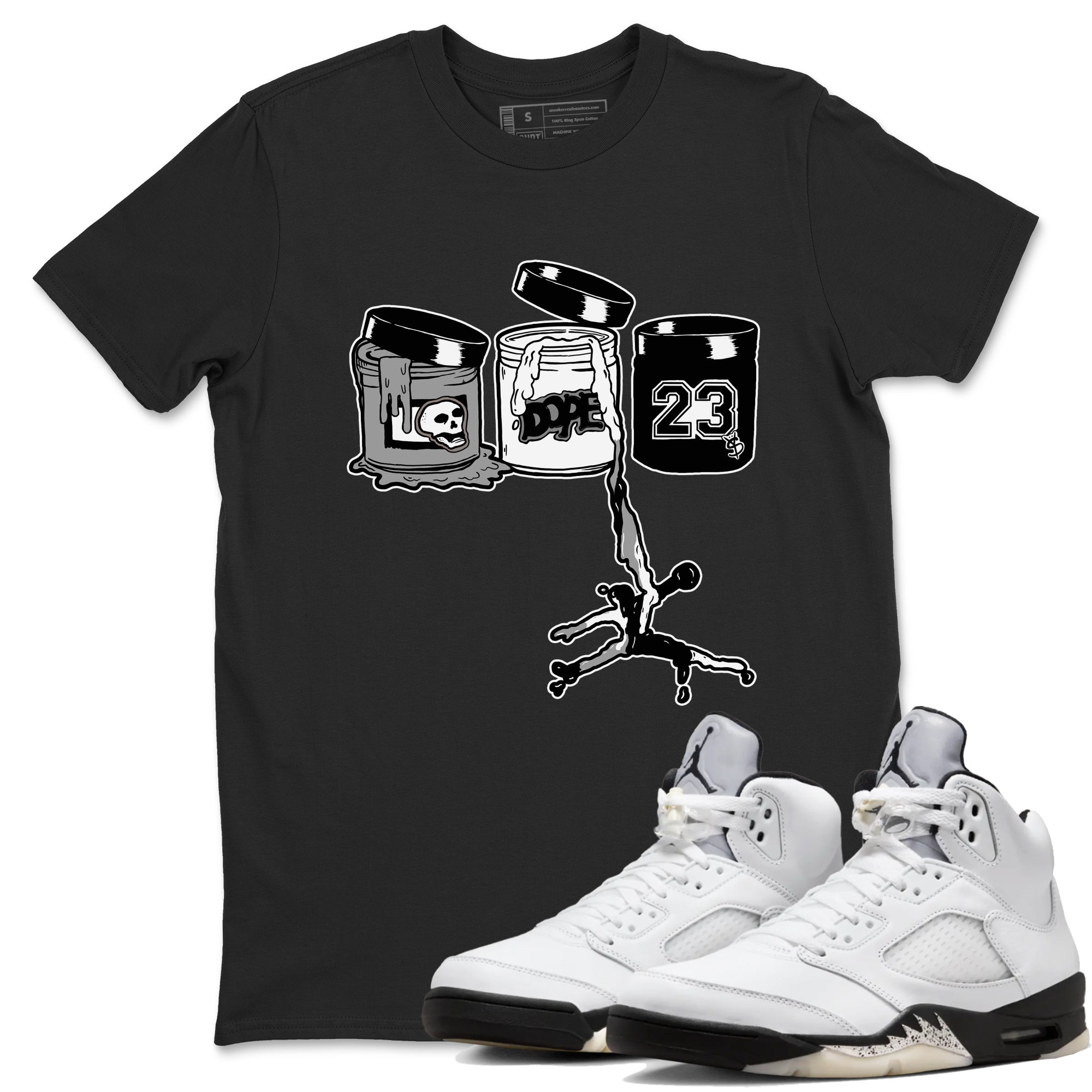 Jordan Paint snkmatch Tees - Air Jordan 5 White Black