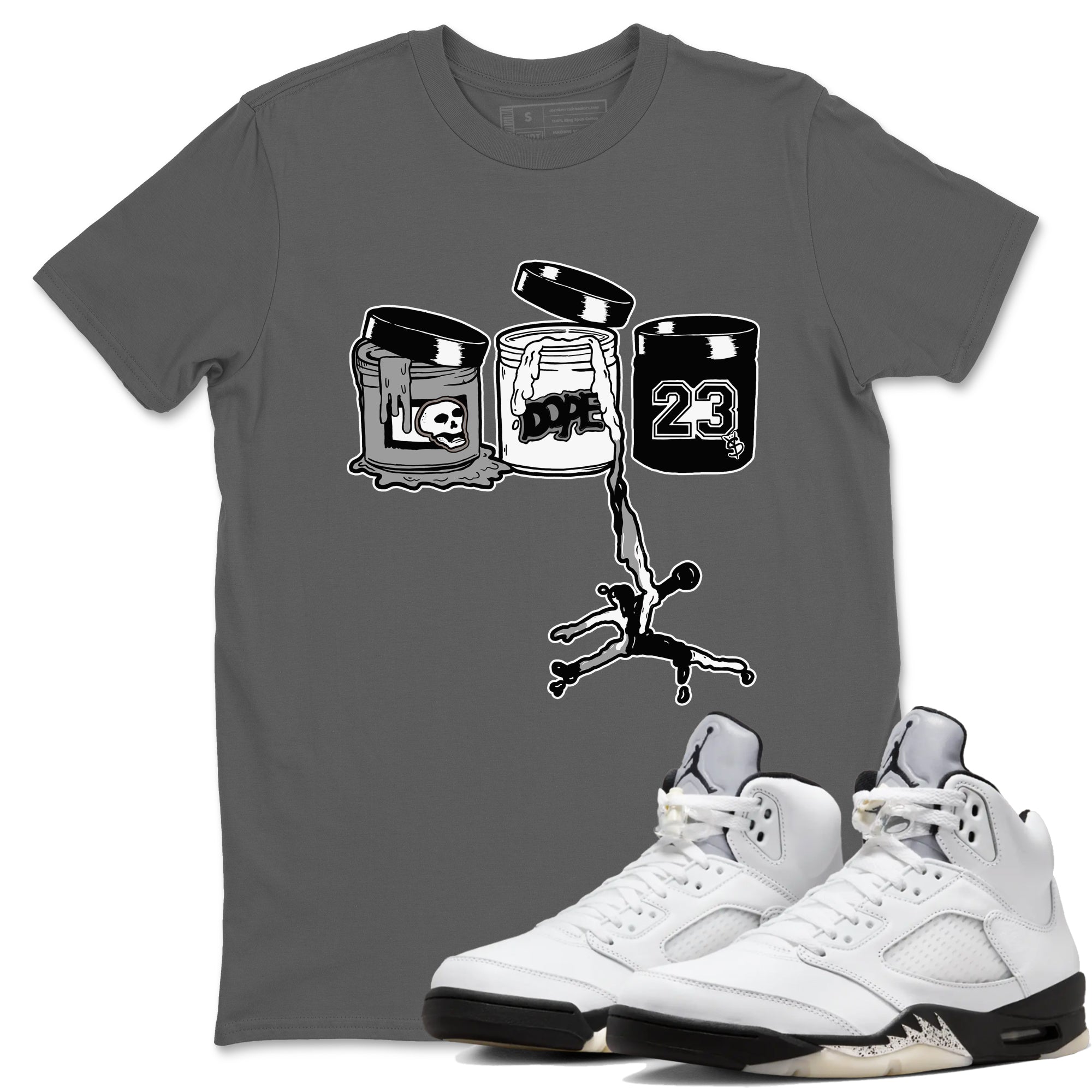 Jordan Paint snkmatch Tees - Air Jordan 5 White Black