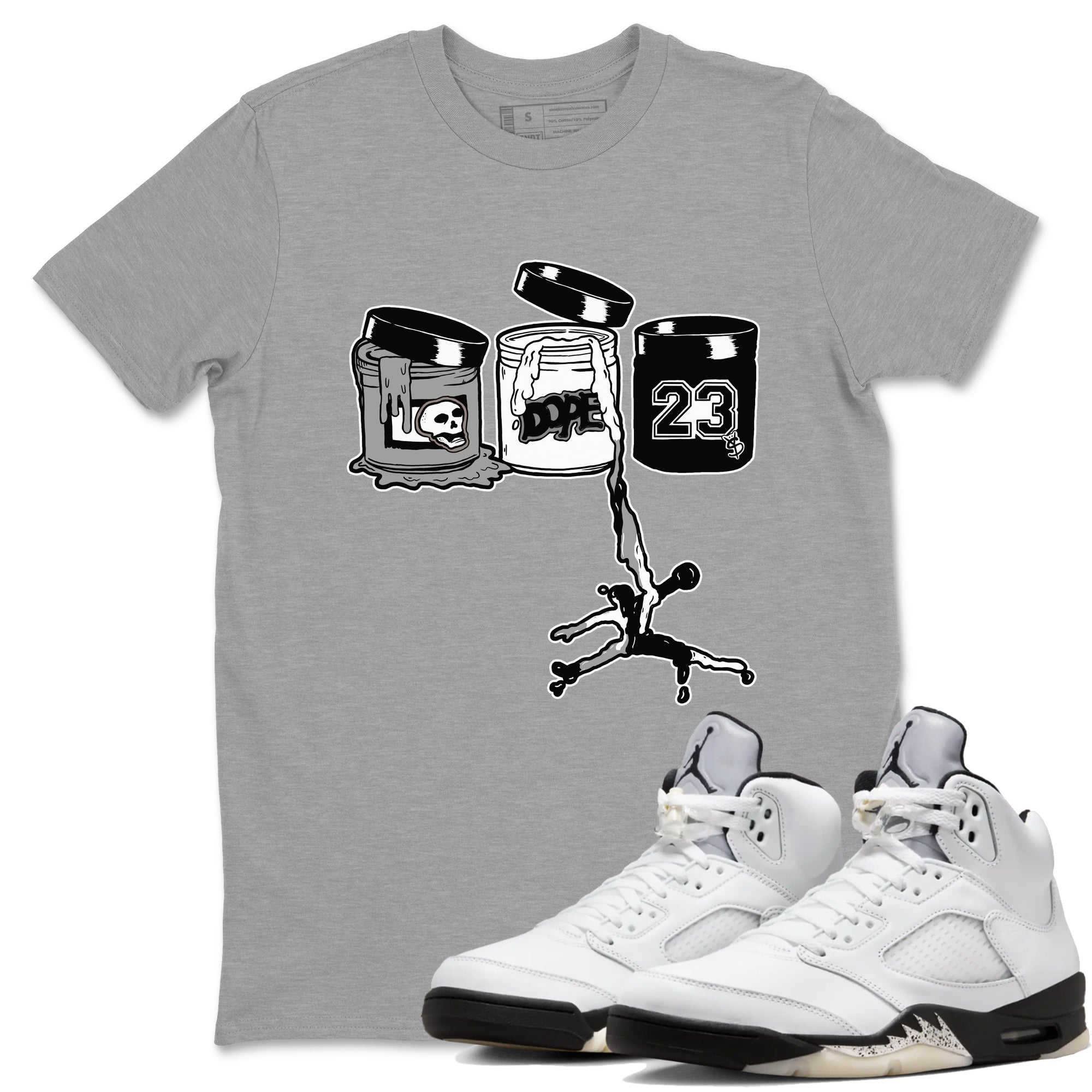 Jordan Paint snkmatch Tees - Air Jordan 5 White Black