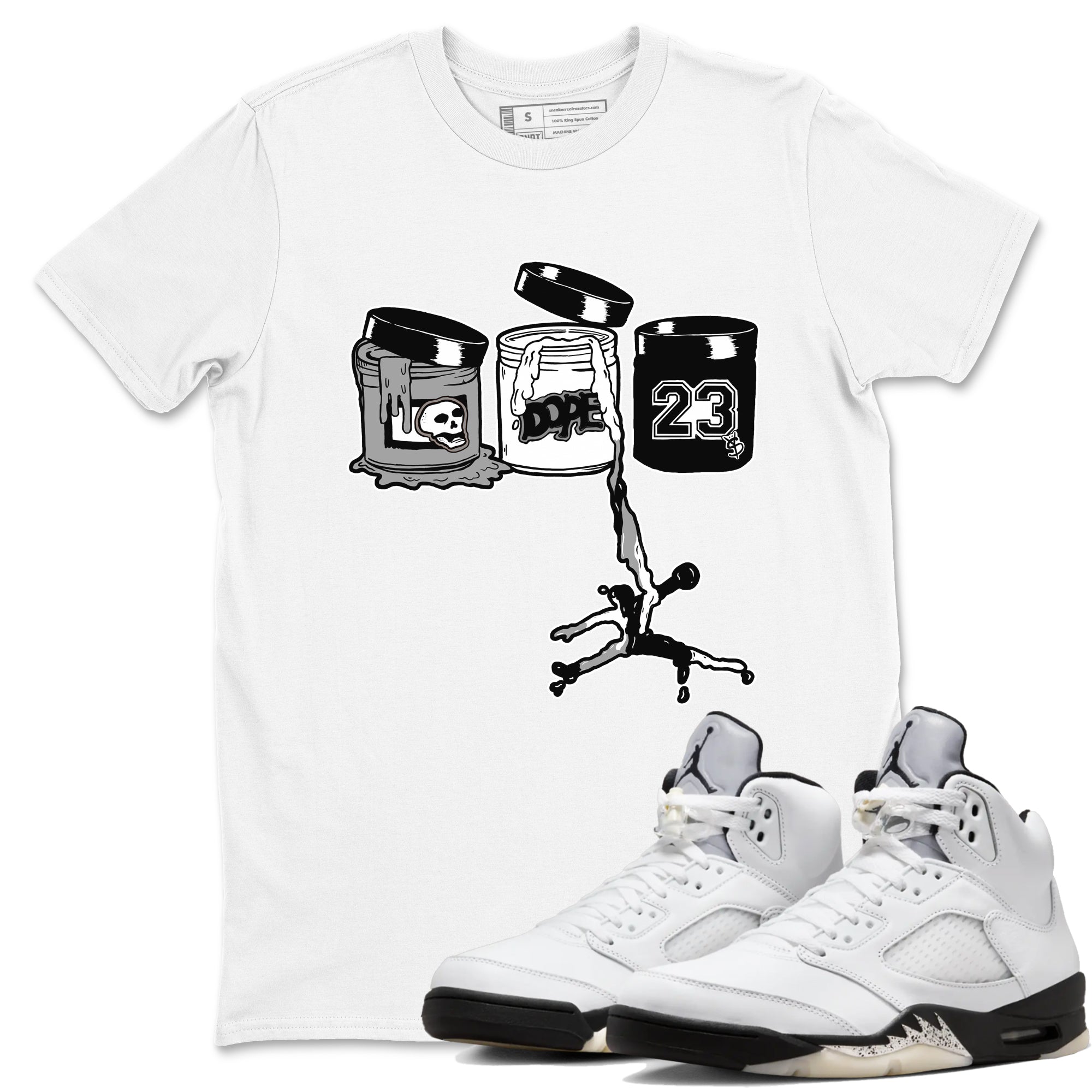 Jordan Paint snkmatch Tees - Air Jordan 5 White Black