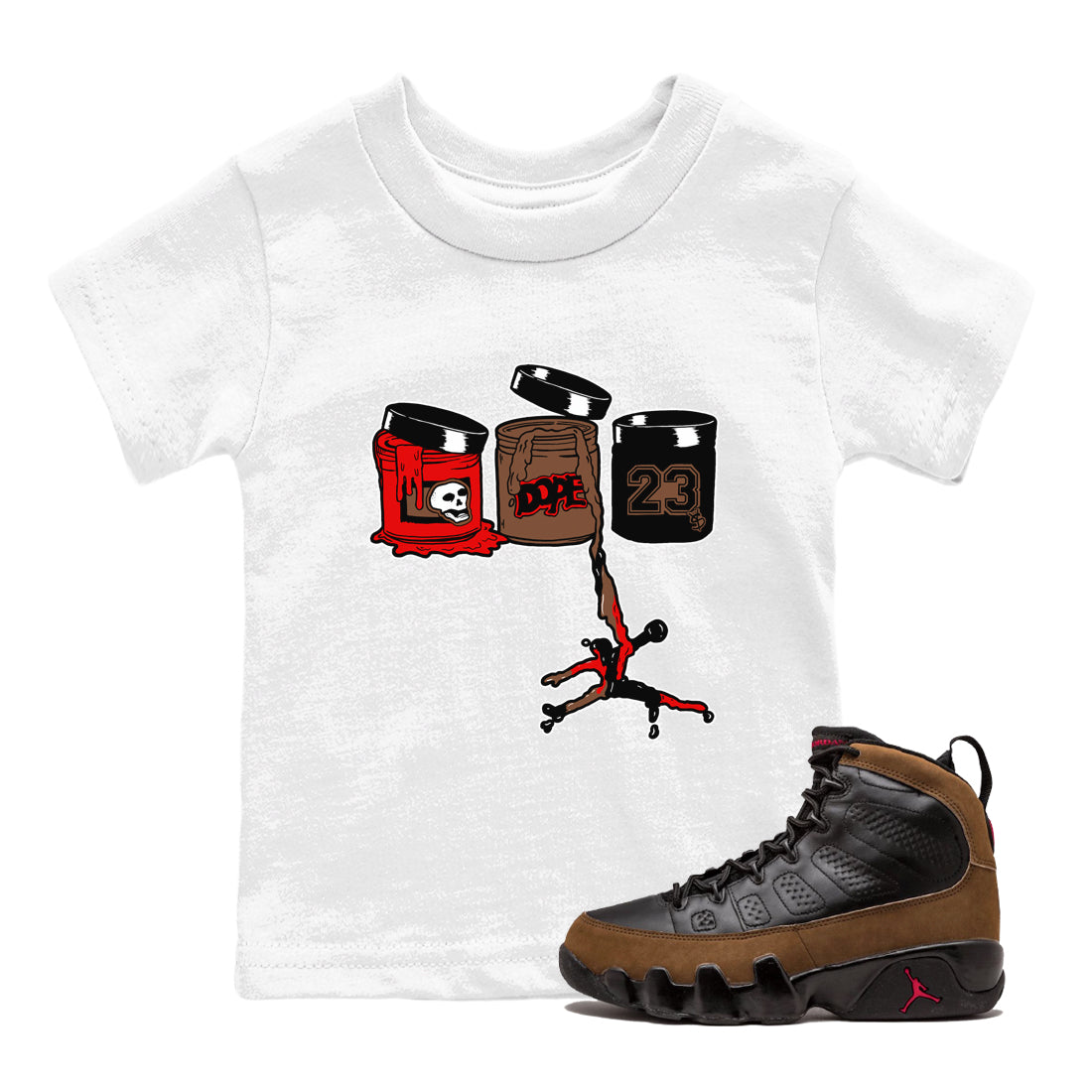 Jordan Paint snkmatch Tees Kids - Air Jordan 9 Olive