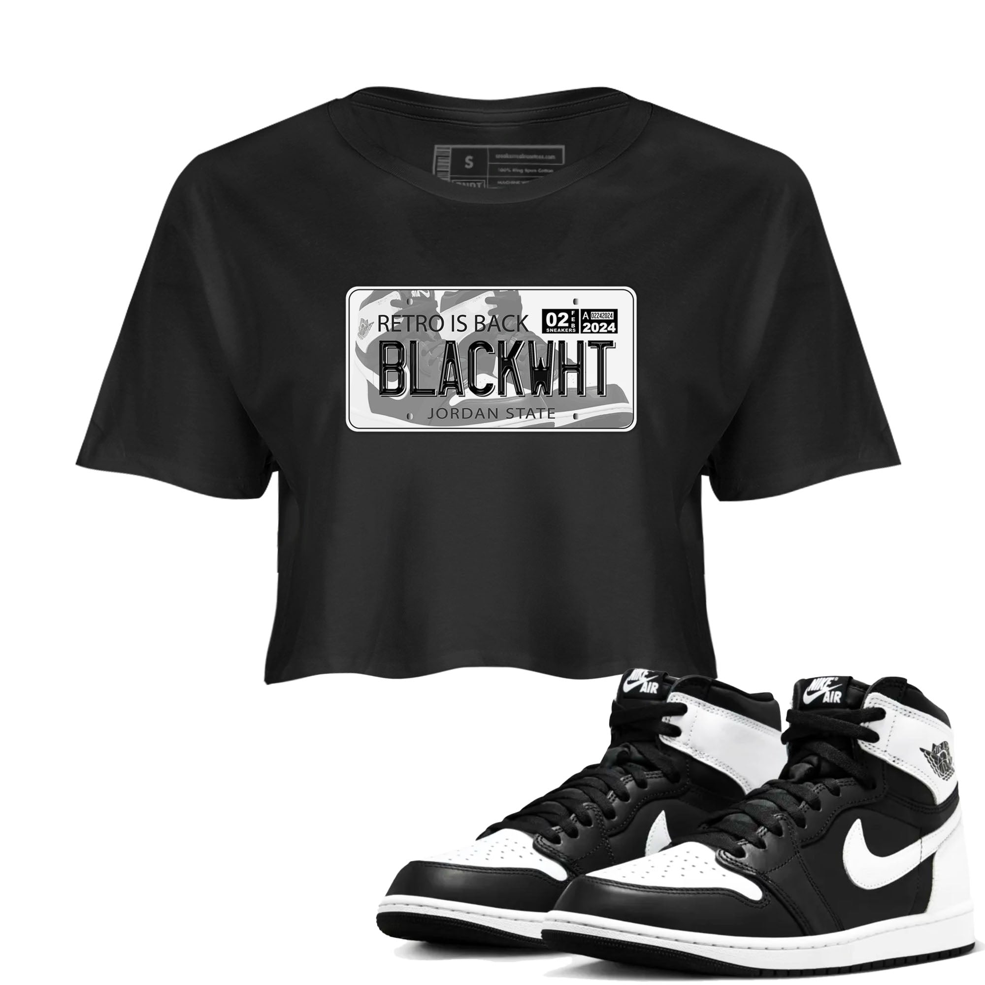 Jordan Plate snkmatch Women's Top - Air Jordan 1 Black White