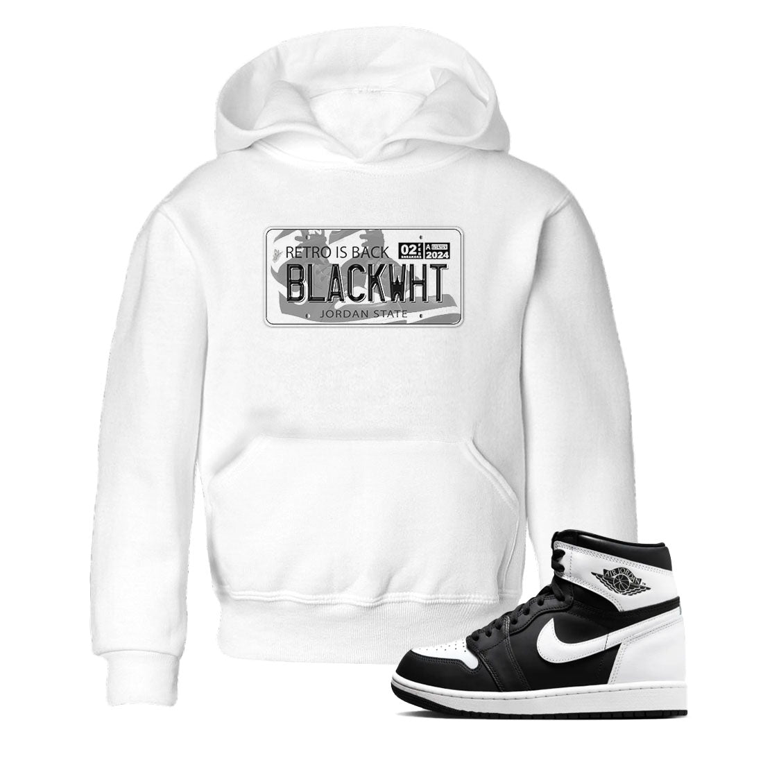 Jordan Plate snkmatch Tees Kids - Air Jordan 1 Black White