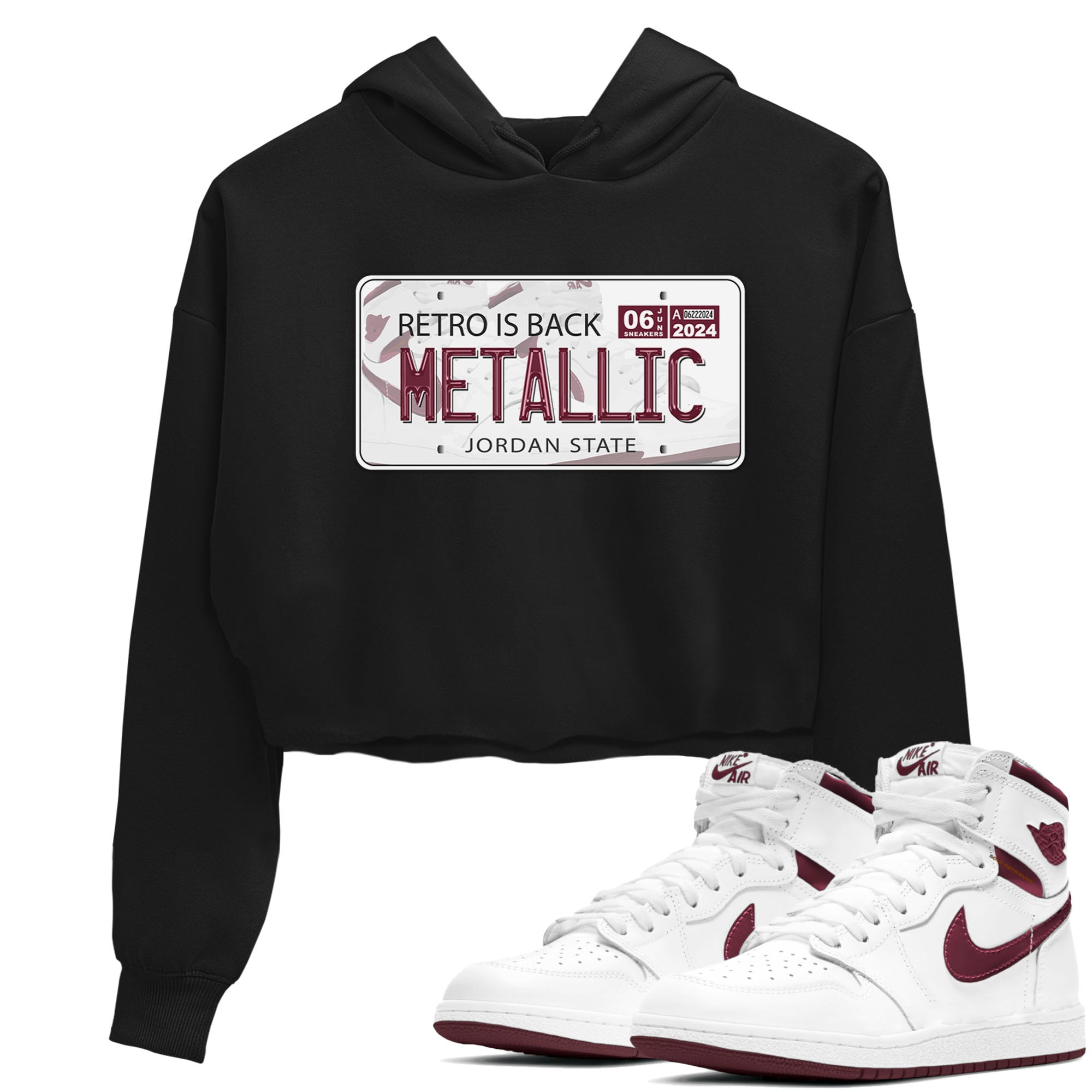 Jordan Plate snkmatch Women's Top - Air Jordan 1 Metallic Burgundy