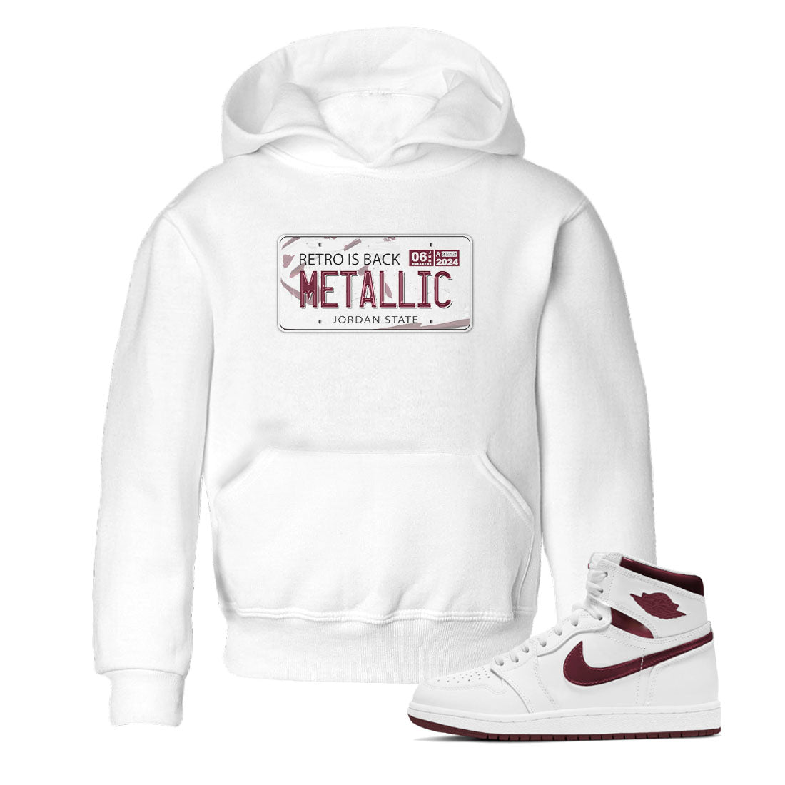 Jordan Plate snkmatch Tees Kids - Air Jordan 1 Metallic Burgundy