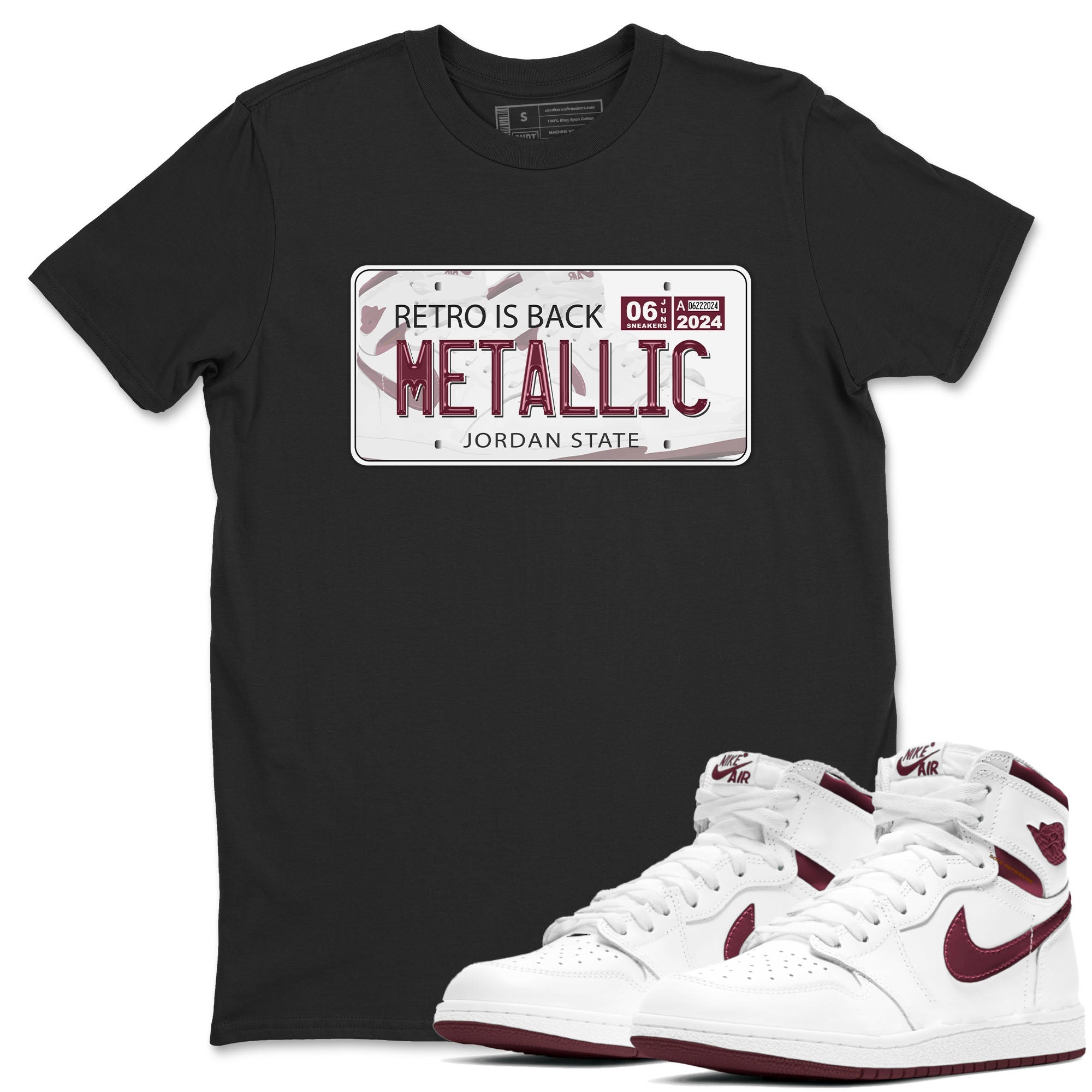 Jordan Plate snkmatch Tees - Air Jordan 1 Metallic Burgundy