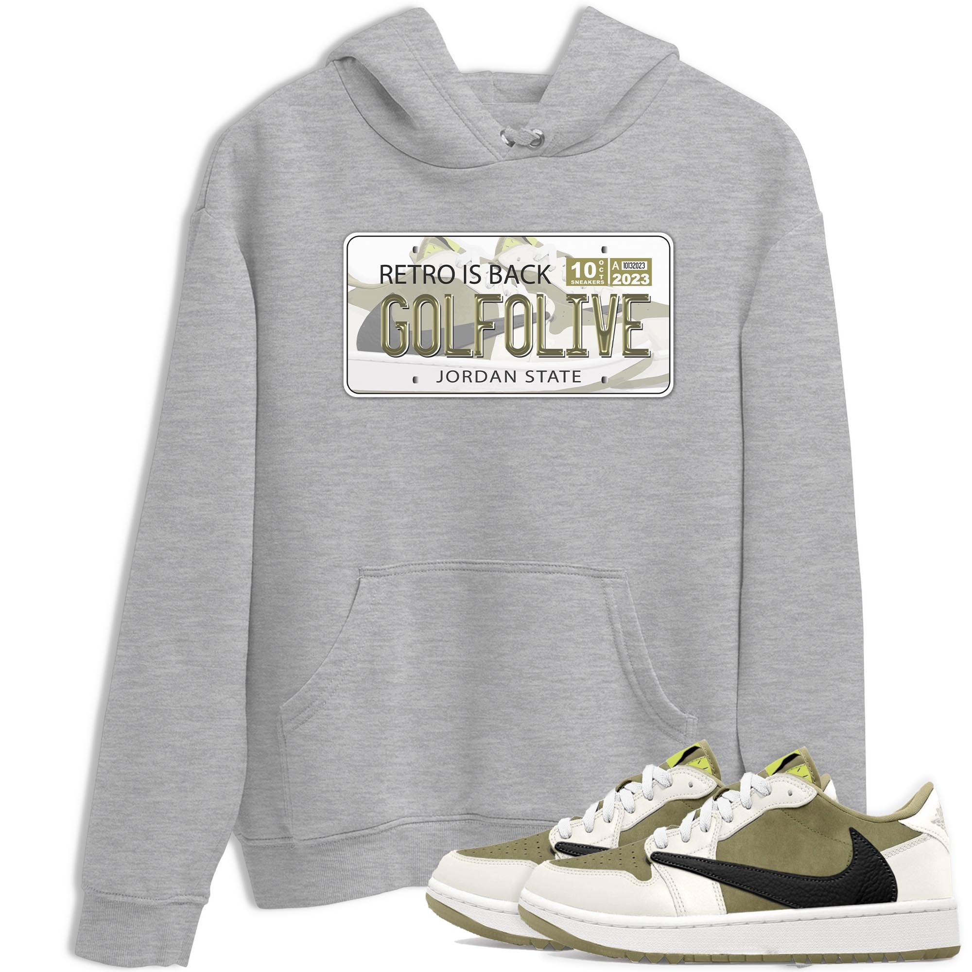 Jordan Plate snkmatch Tee - Air Jordan 1 Travis Scott Golf Olive