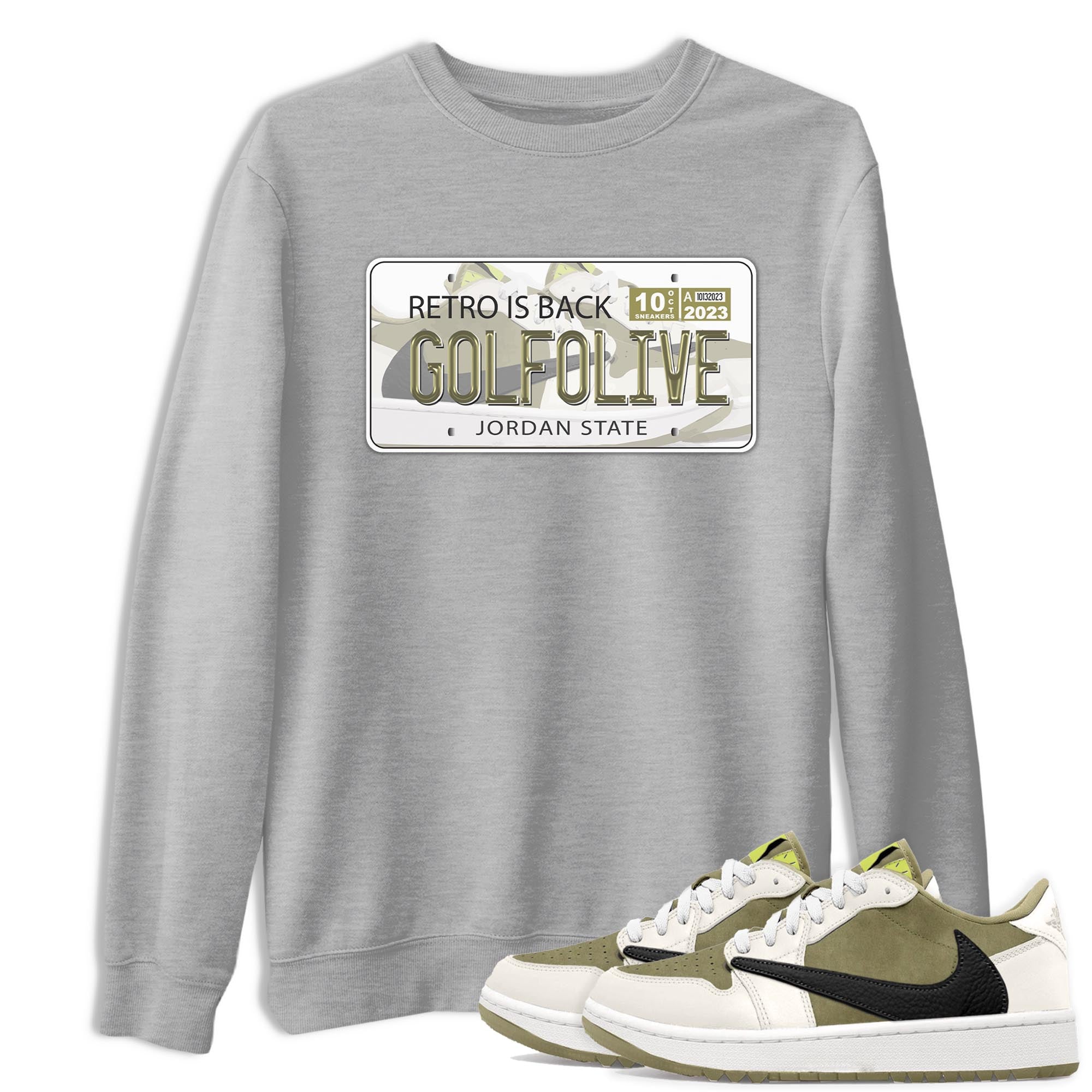 Jordan Plate snkmatch Tee - Air Jordan 1 Travis Scott Golf Olive