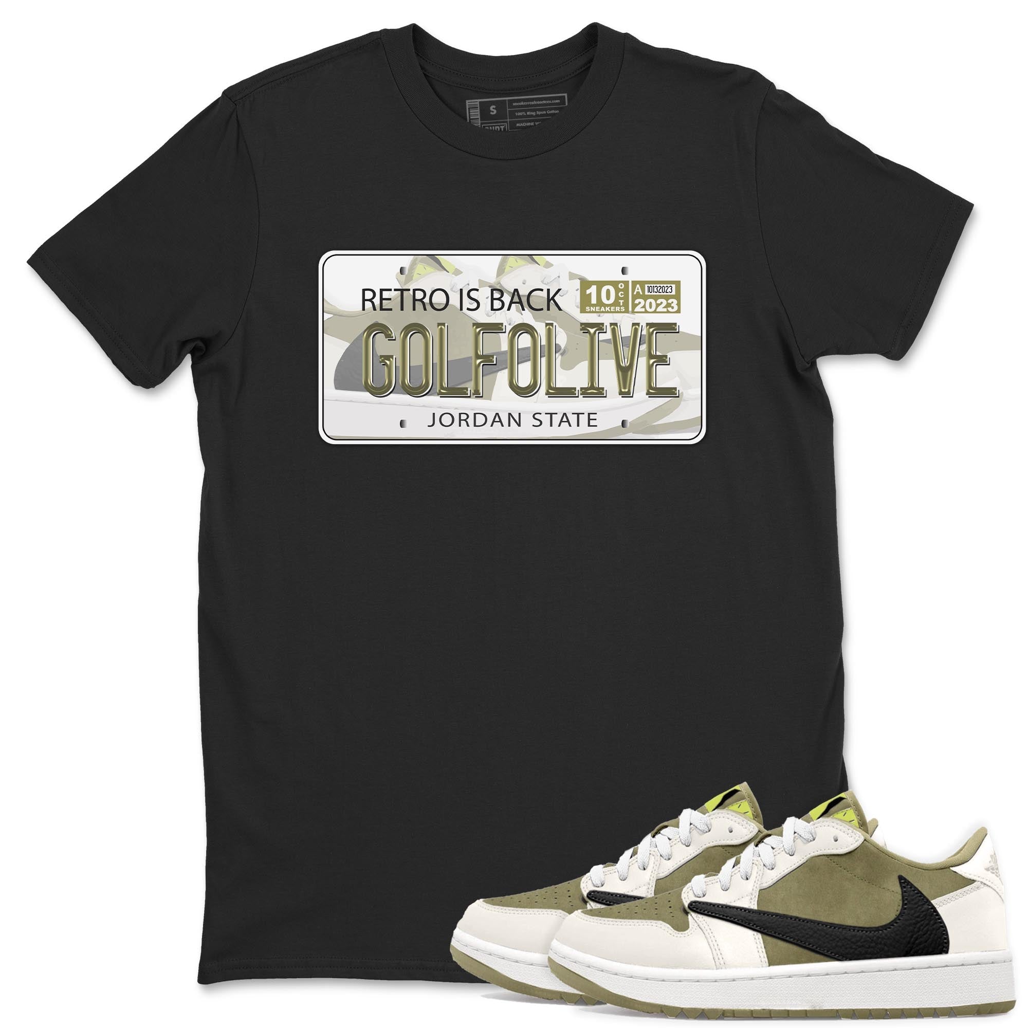 Jordan Plate snkmatch Tee - Air Jordan 1 Travis Scott Golf Olive