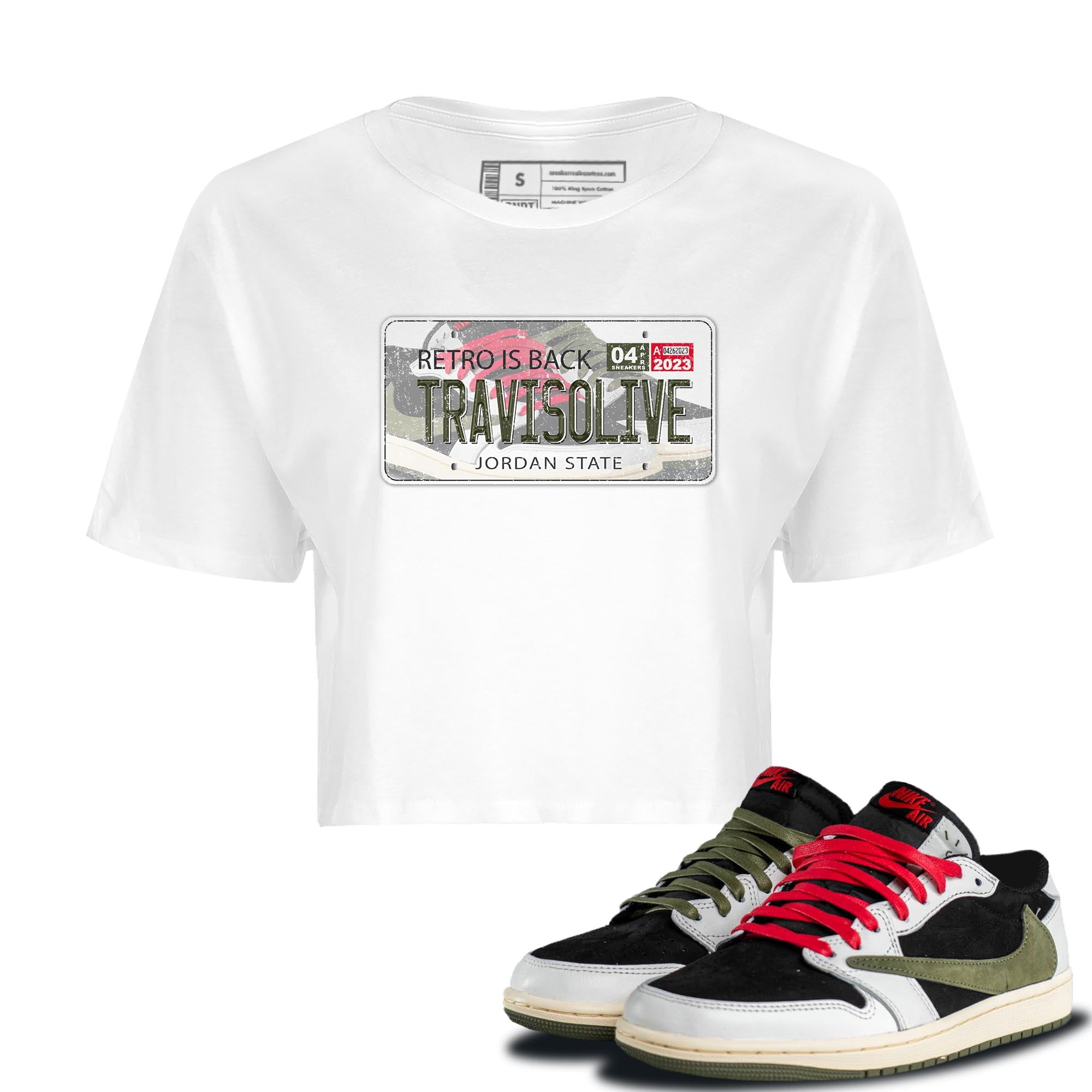 Jordan Plate Women's Tops - Air Jordan 1 Travis Scott Olive