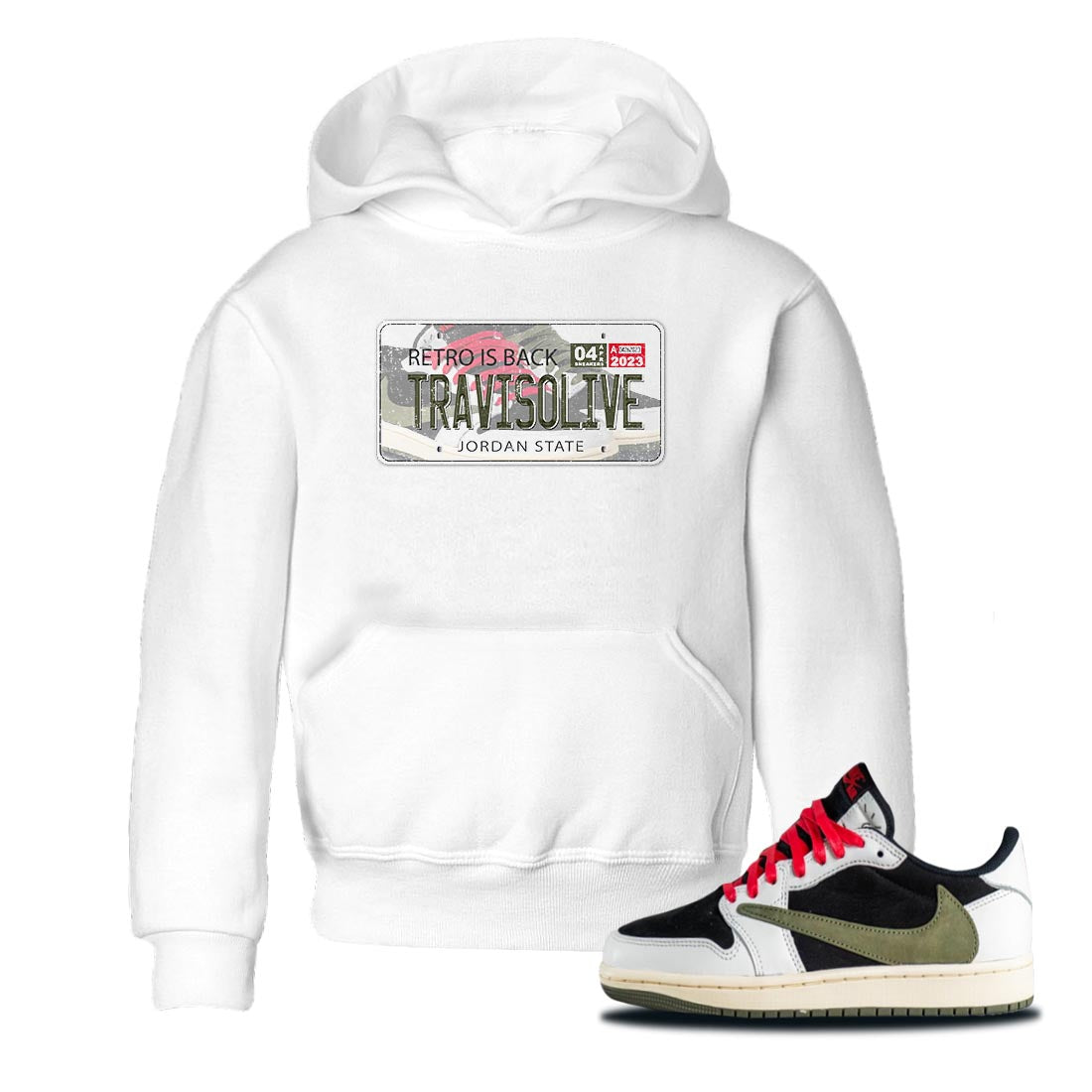 Jordan Plate Kids Tops - Air Jordan 1 Travis Scott Olive