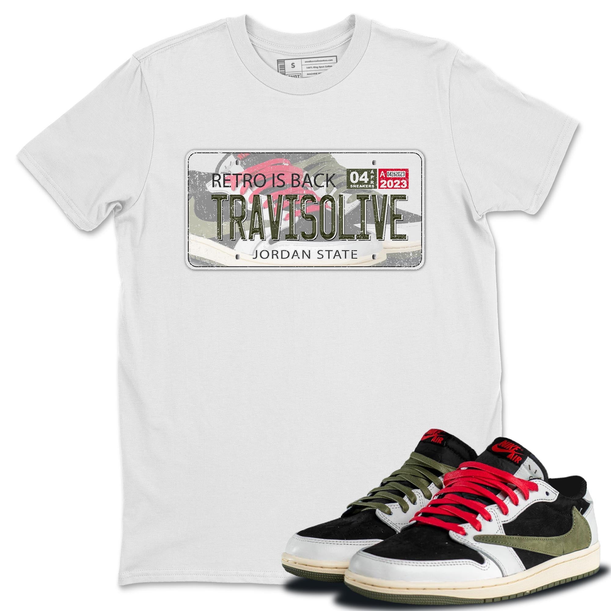 Jordan Plate Unisex Tops - Air Jordan 1 Travis Scott Olive