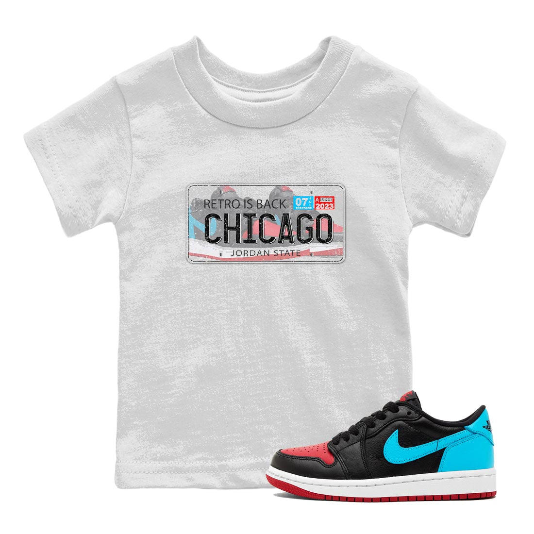 Jordan Plate snkmatch Tee Kids - Air Jordan 1 UNC to Chicago