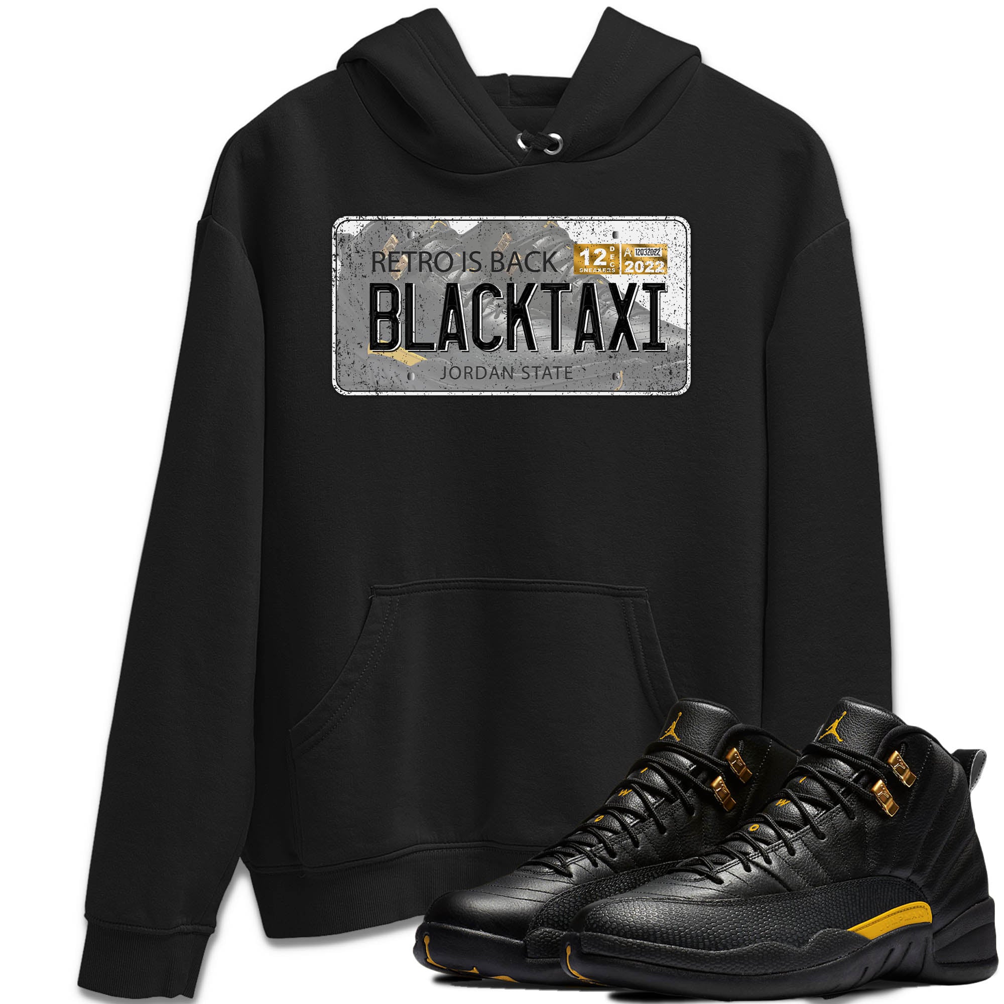 Jordan Plate Unisex Tops - Air Jordan 12 Black Taxi