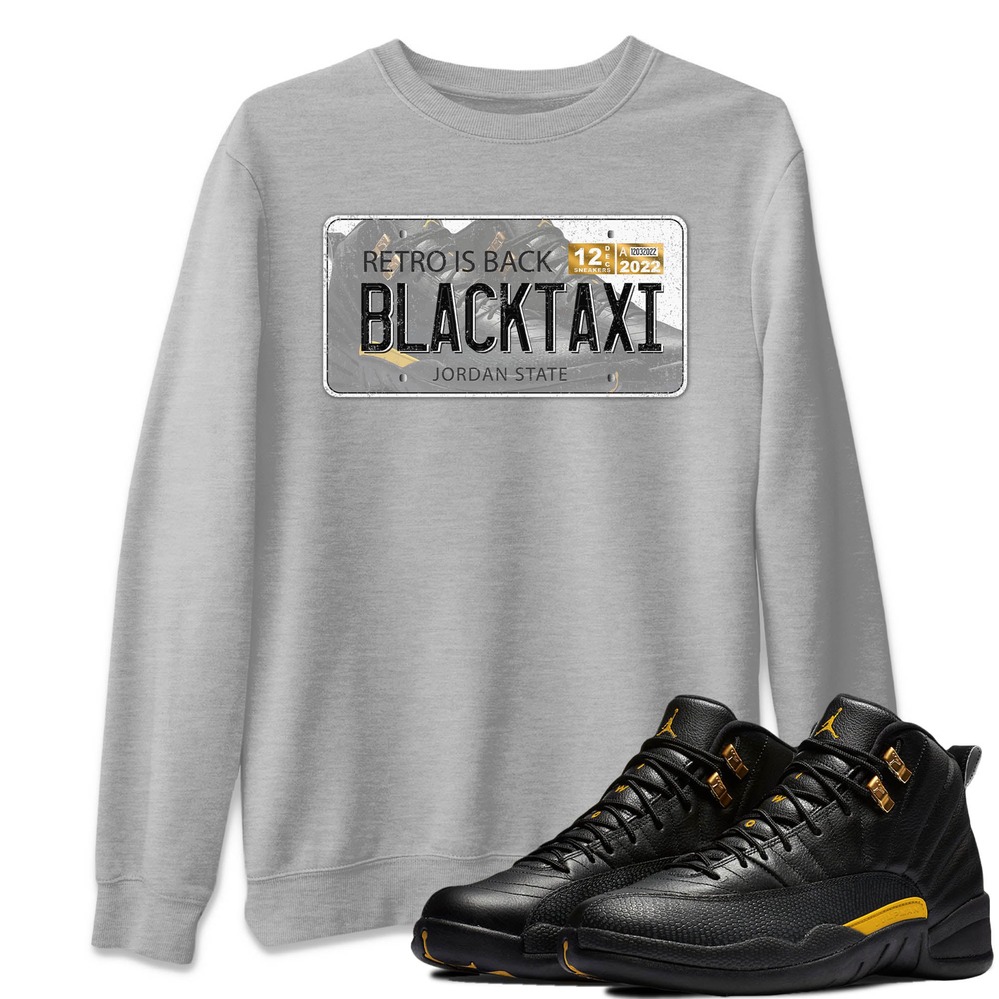 Jordan Plate Unisex Tops - Air Jordan 12 Black Taxi