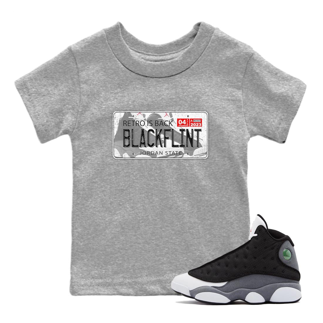 Jordan Plate Kids Tops - Air Jordan 13 Black Flint