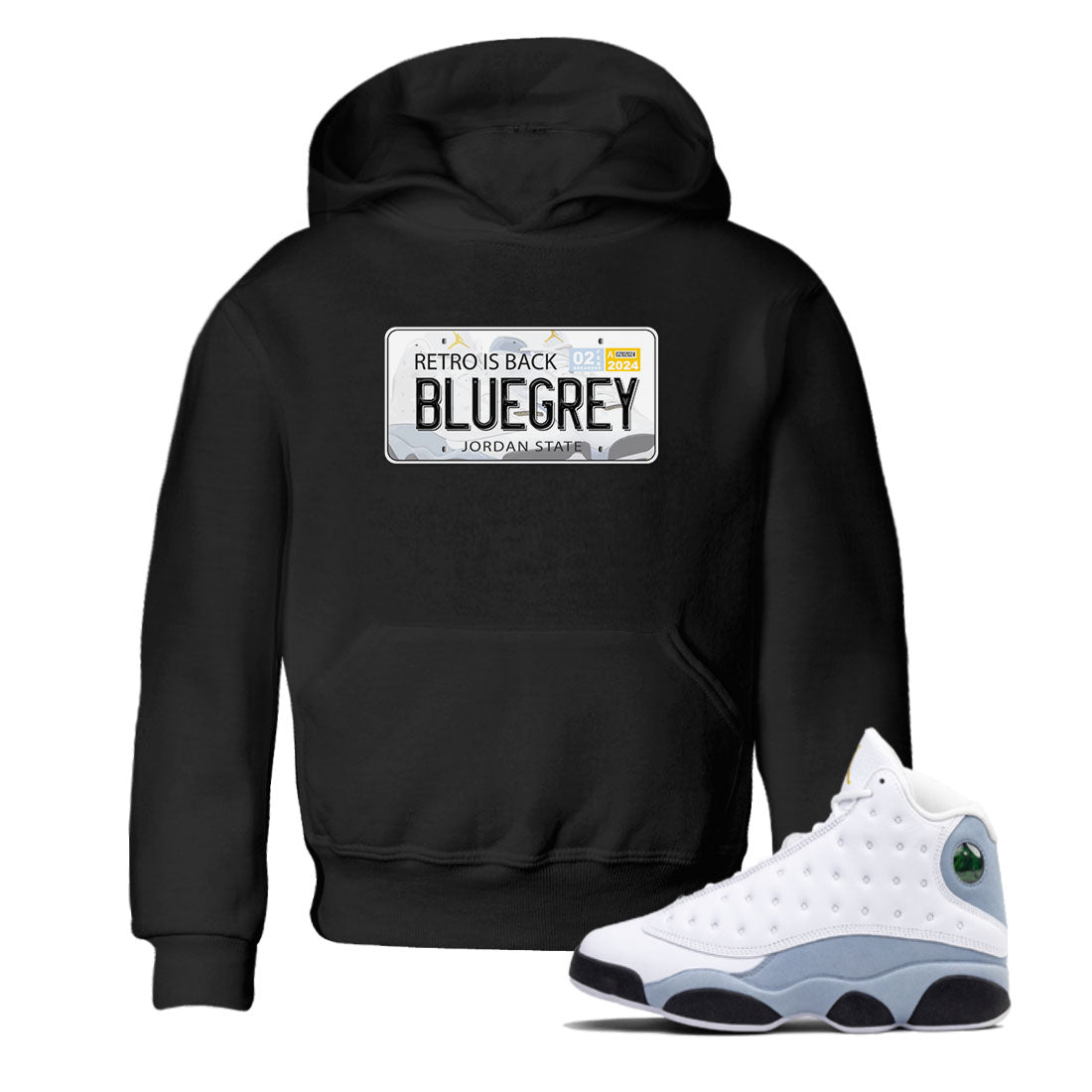 Jordan Plate snkmatch Tees Kids - Air Jordan 13 Blue Grey
