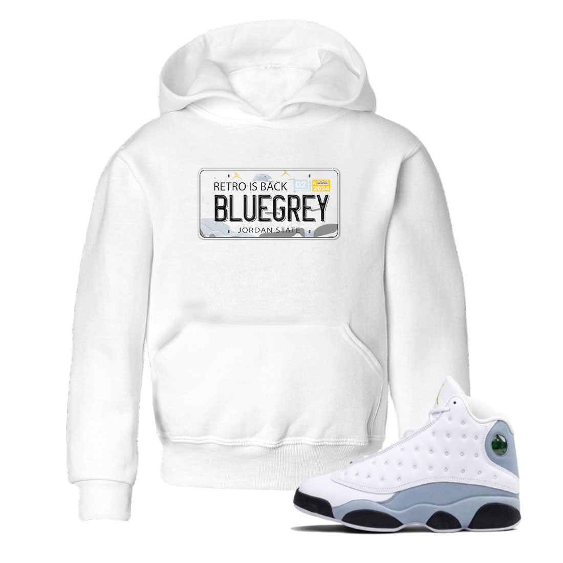 Jordan Plate snkmatch Tees Kids - Air Jordan 13 Blue Grey