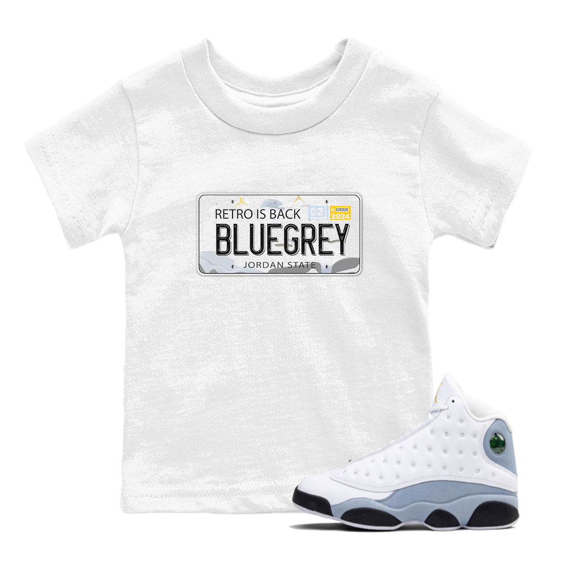 Jordan Plate snkmatch Tees Kids - Air Jordan 13 Blue Grey