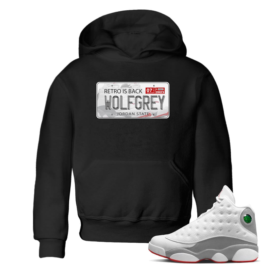 Jordan Plate Kids Tops - Air Jordan 13 Wolf Grey