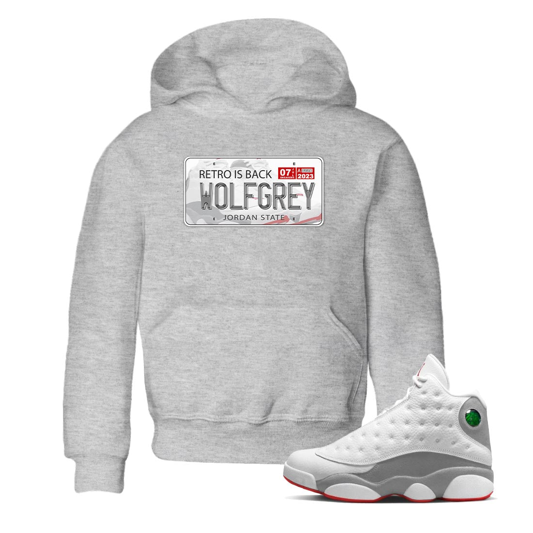 Jordan Plate Kids Tops - Air Jordan 13 Wolf Grey