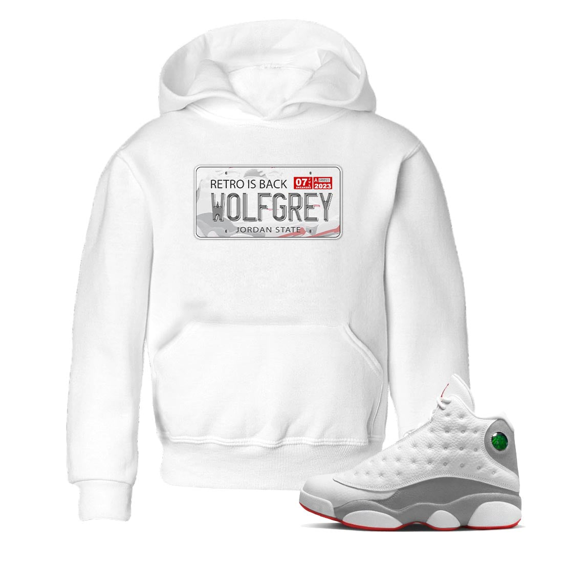 Jordan Plate Kids Tops - Air Jordan 13 Wolf Grey