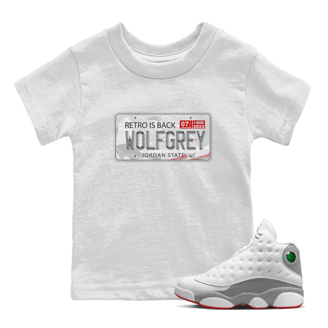 Jordan Plate Kids Tops - Air Jordan 13 Wolf Grey