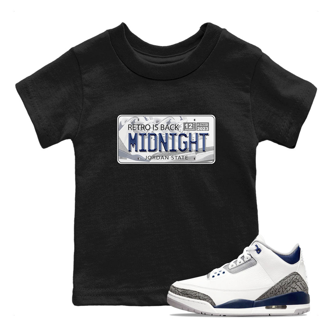 Jordan Plate snkmatch Tees Kids - Air Jordan 3 Midnight Navy 2023