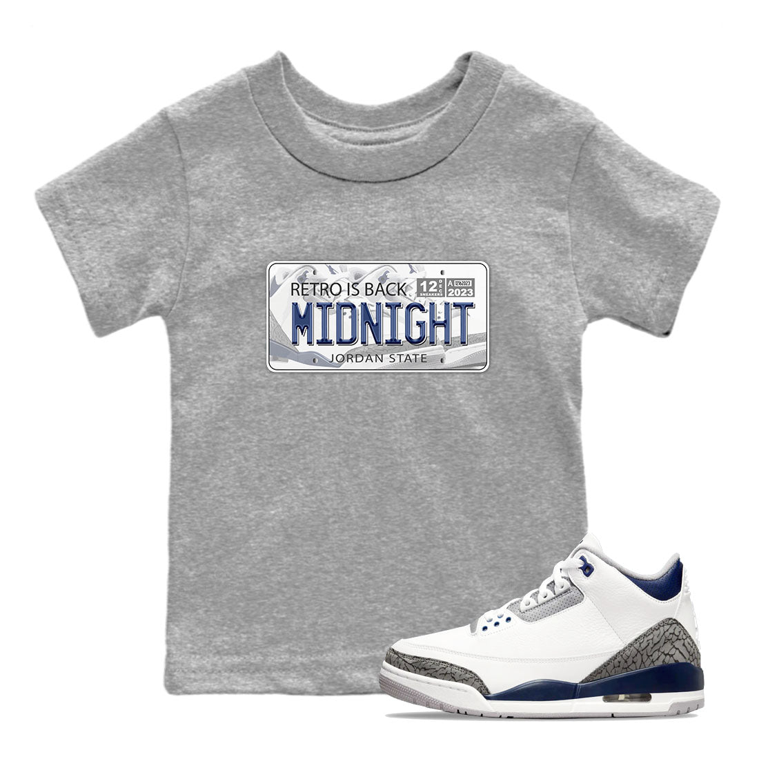 Jordan Plate snkmatch Tees Kids - Air Jordan 3 Midnight Navy 2023