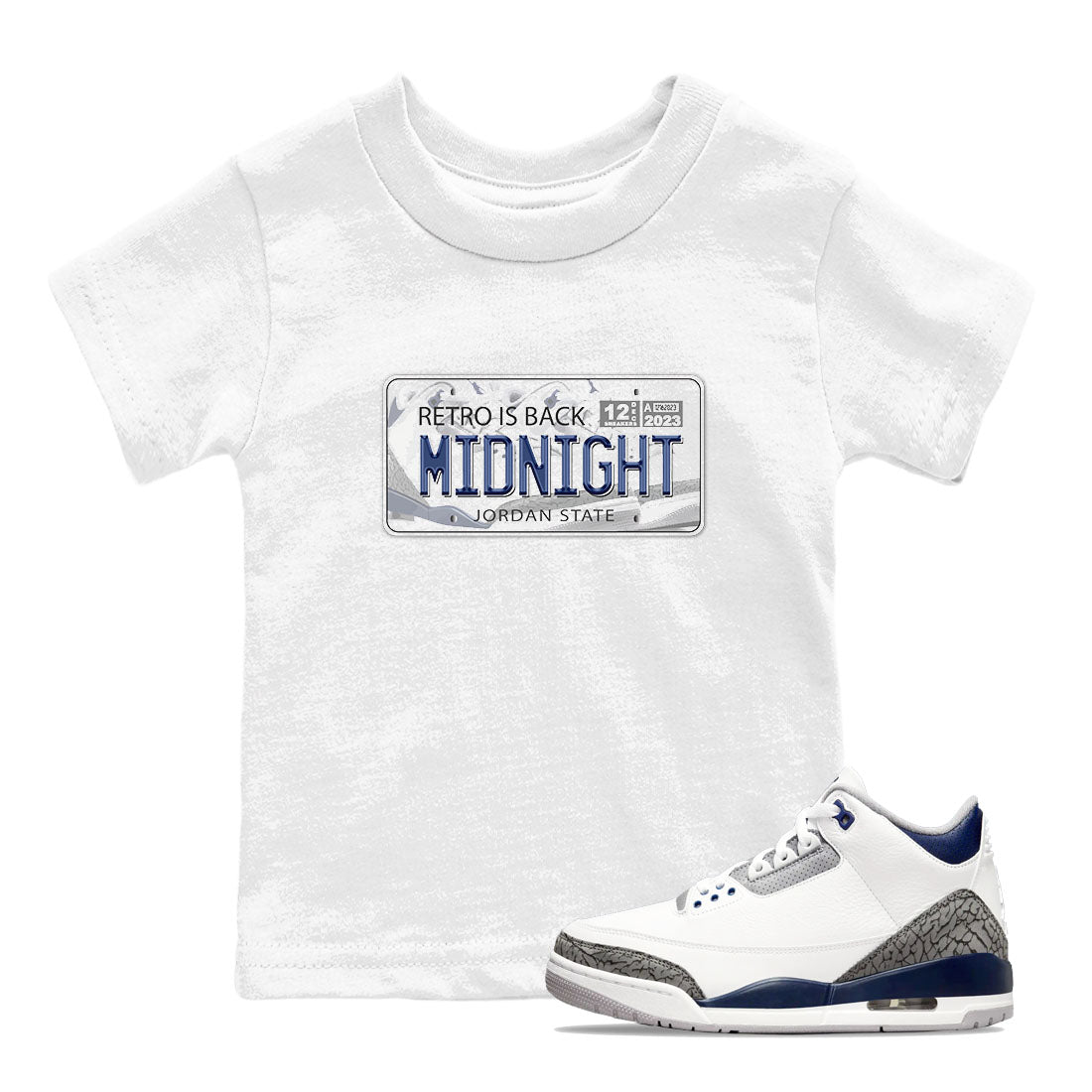 Jordan Plate snkmatch Tees Kids - Air Jordan 3 Midnight Navy 2023