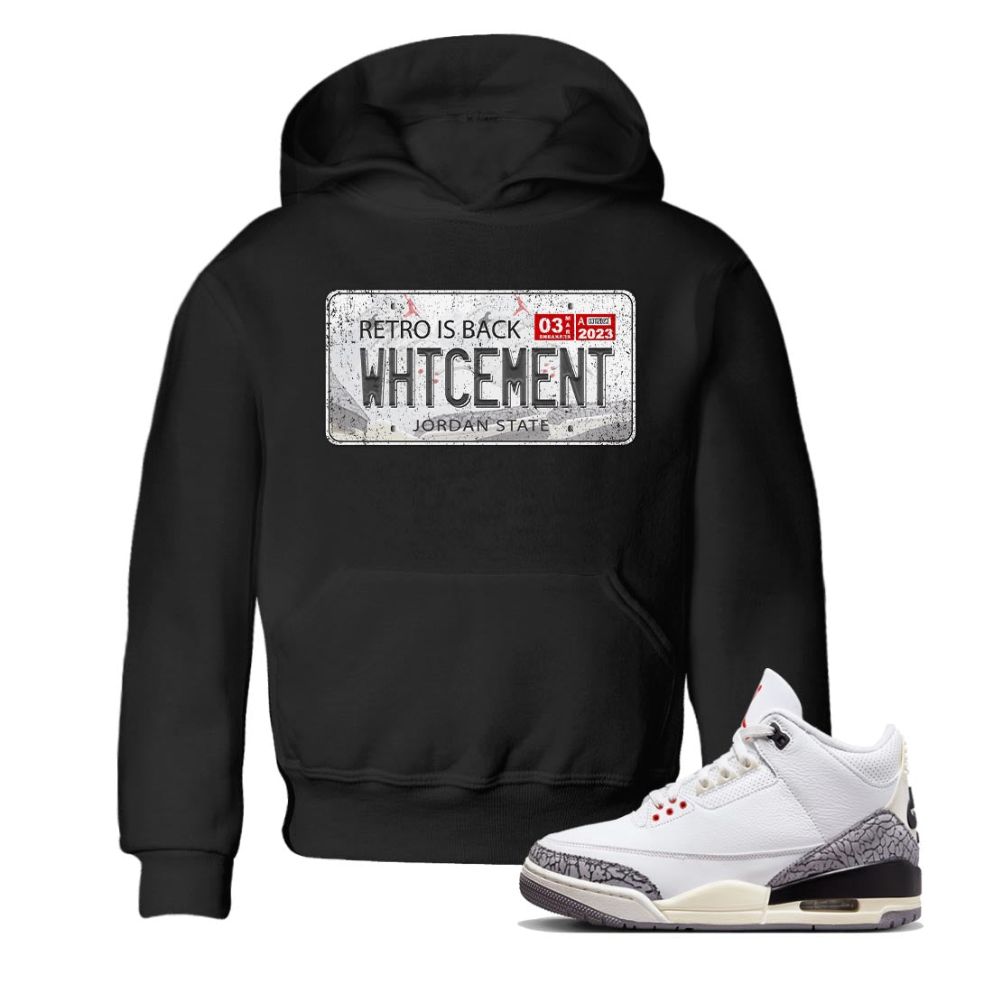 Jordan Plate Kids Tops - Air Jordan 3 White Cement