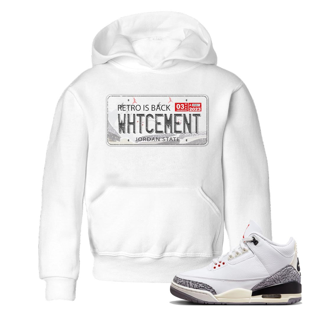 Jordan Plate Kids Tops - Air Jordan 3 White Cement