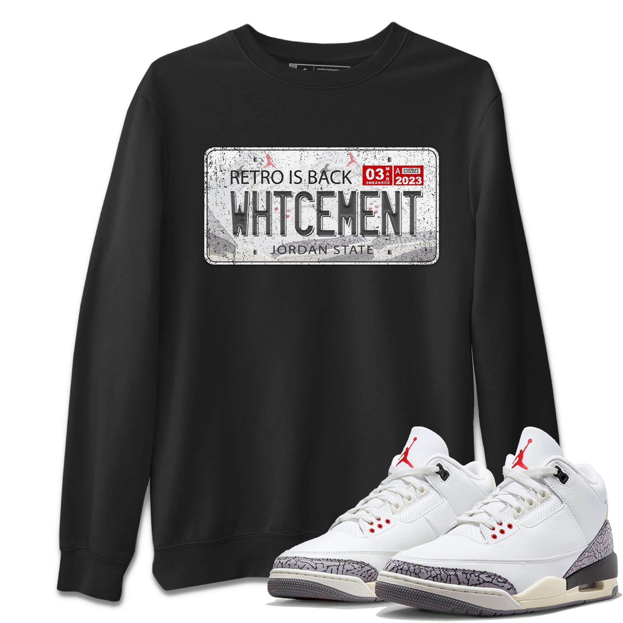 Jordan Plate Unisex Tops - Air Jordan 3 White Cement