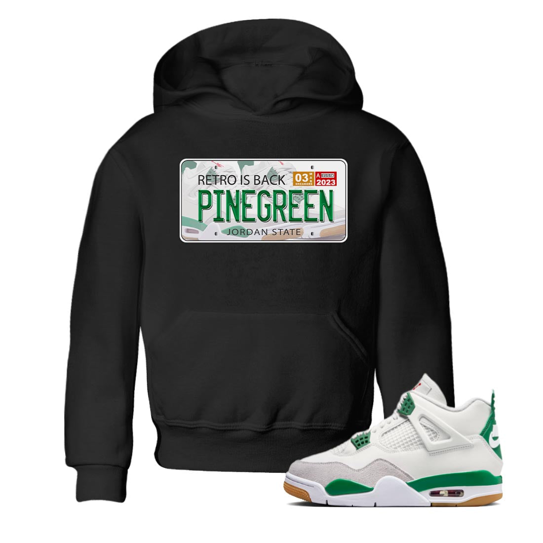 Jordan Plate Kids Tops - Air Jordan 4 Pine Green