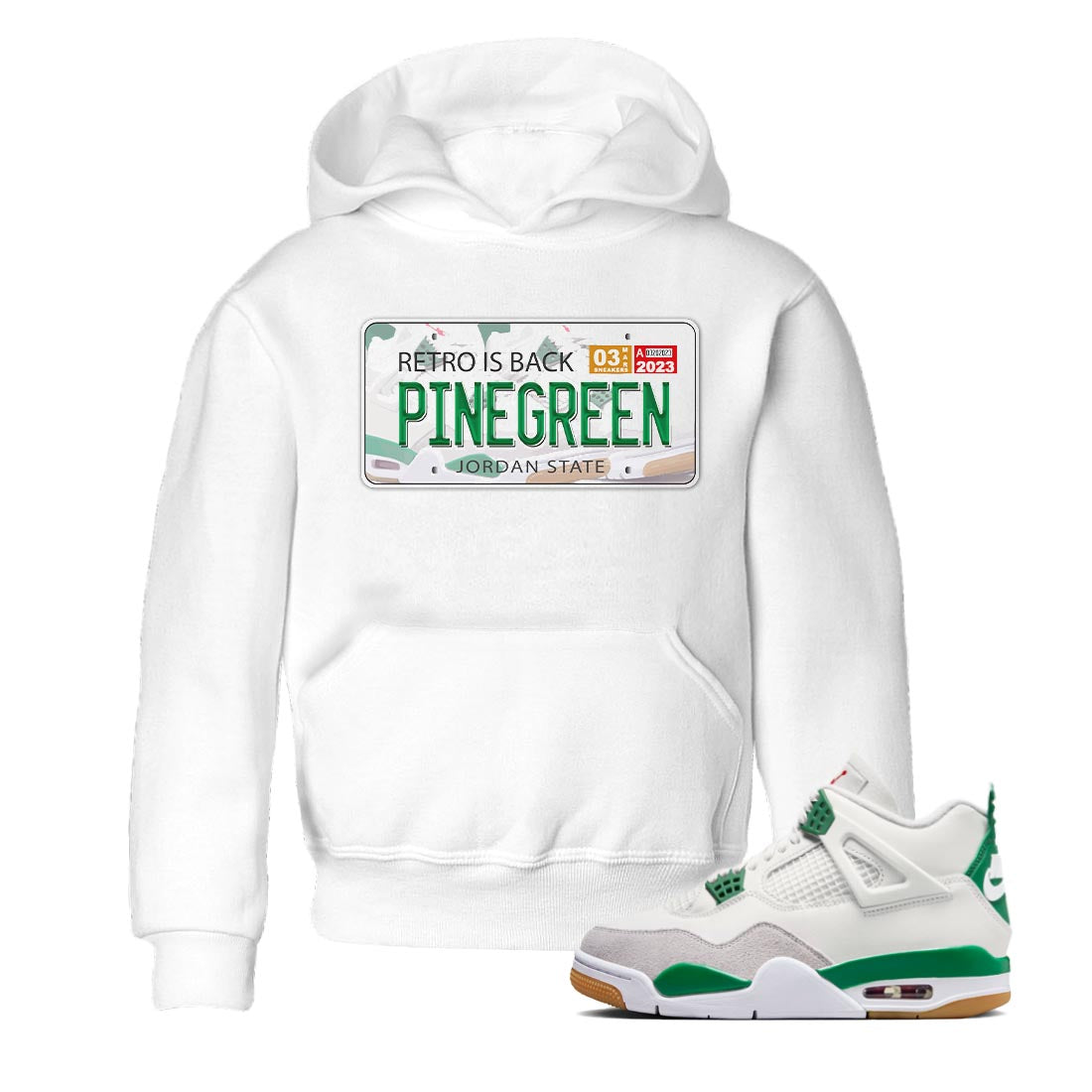 Jordan Plate Kids Tops - Air Jordan 4 Pine Green