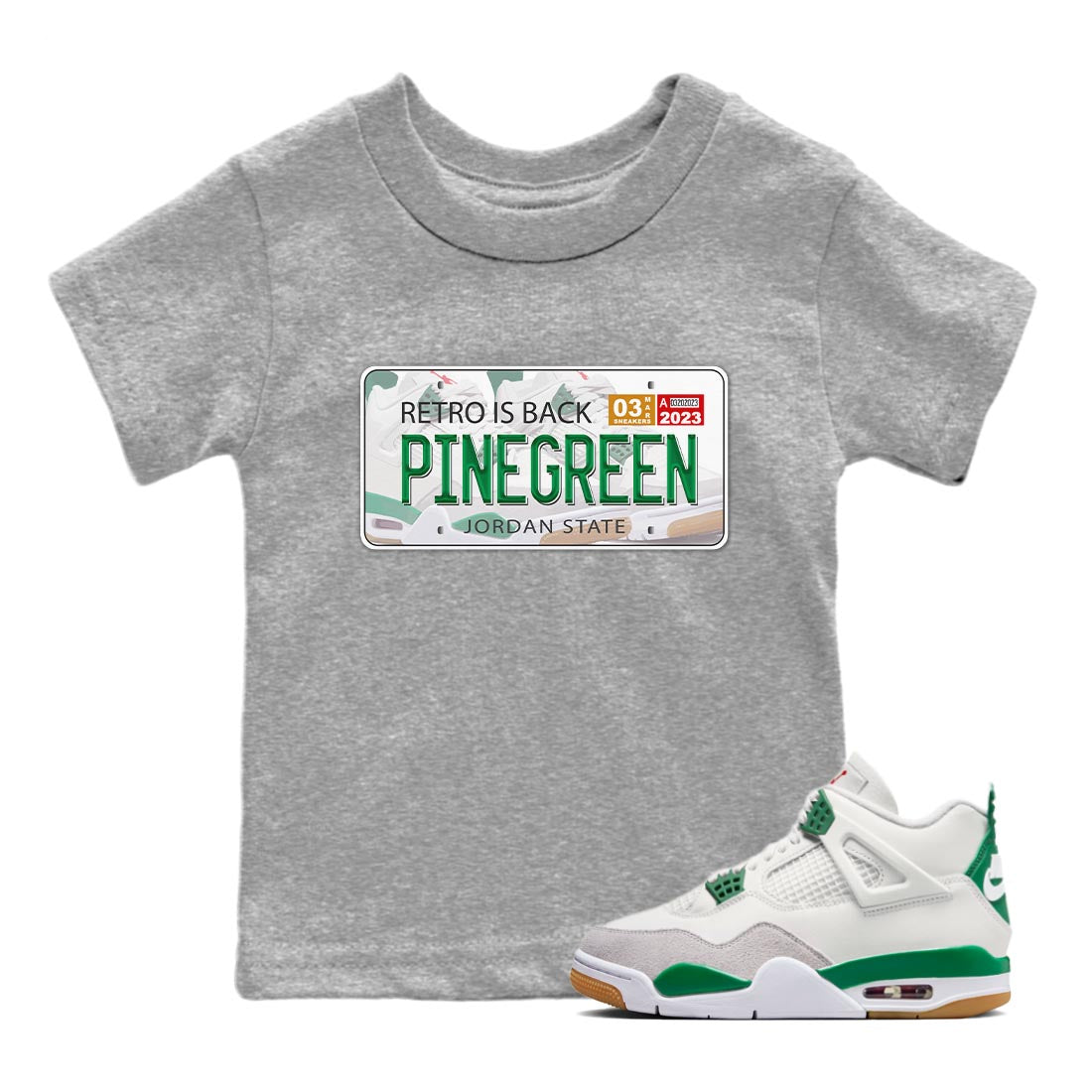 Jordan Plate Kids Tops - Air Jordan 4 Pine Green